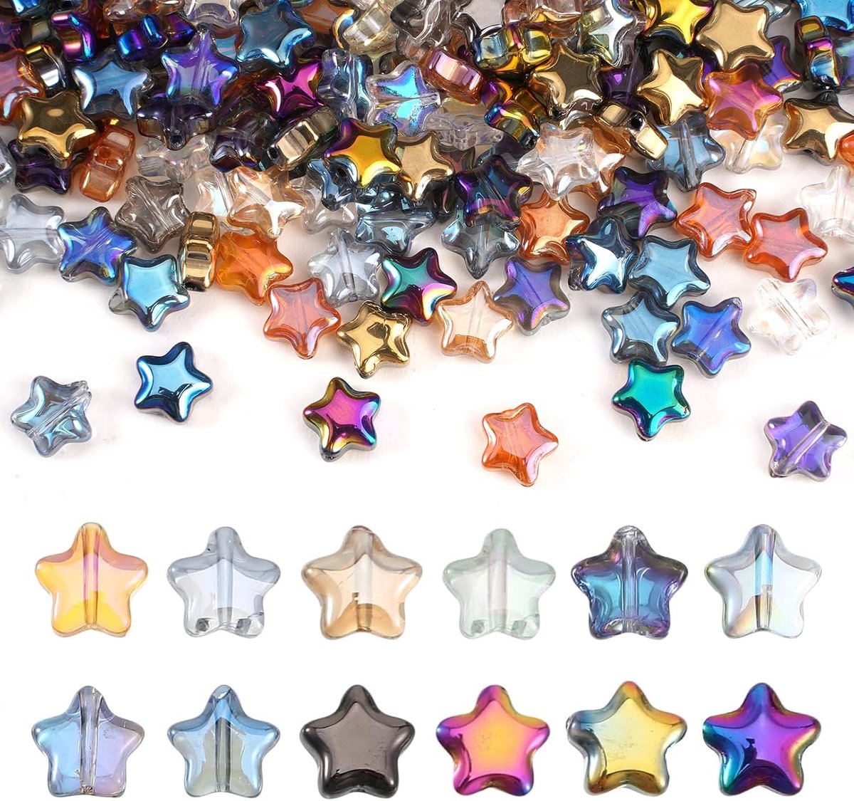 Kralen,8mm Sterrenafstandskralen,Glittersterrenkralen,Kralenset Om Te Rijgen,Sterrenglaskralen voor Armbanden,Sieraden Maken,DIY Kettingen,Oorbellen,Decoratie