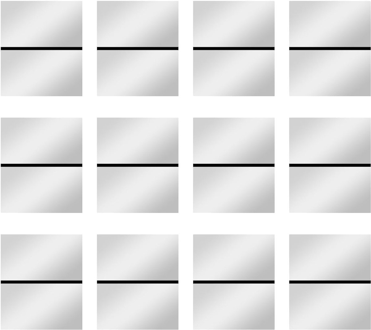 12 stuks lasergraveerplaat, ABS-kunststofplaat voor doe-het-zelf snijden, laserblanco's om te graveren voor projecttentoonstelling, schilderen, tafelstandaard (zilveren spiegeloppervlak, zwarte