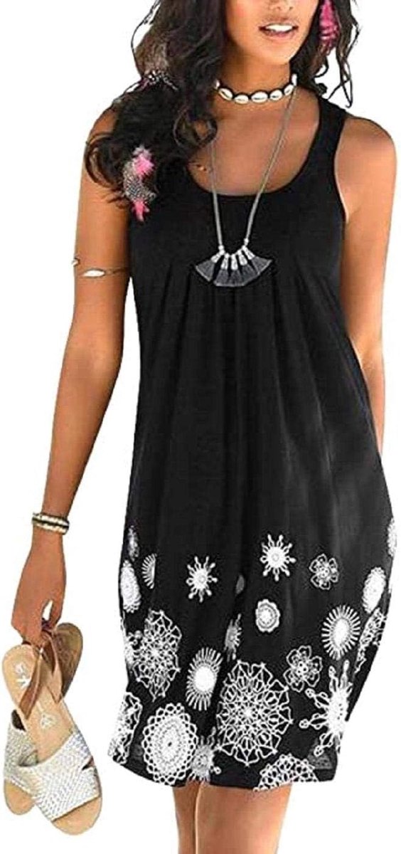 Strandjurk, mouwloos, ronde hals, casual, zomer, dames, strandjurk, chiffon-kwast, blouse, camisolen en pareo's, bikini cover-up
