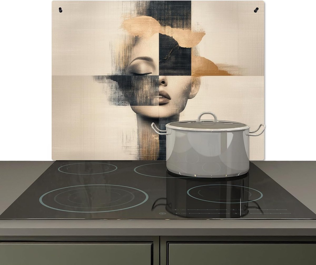 Spatscherm Keuken 52x75 cm Kookplaat Achterwand Beschermer Muur Spatwand Fornuis Aluminium Hittebestendig - Goud - Vrouw - Rechthoeken