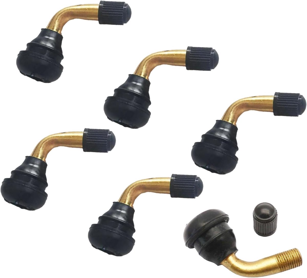 6 stuks PVR70 Tubeless ventiel, messing rolventiel, 90 graden snap-ventielen, bandenventiel