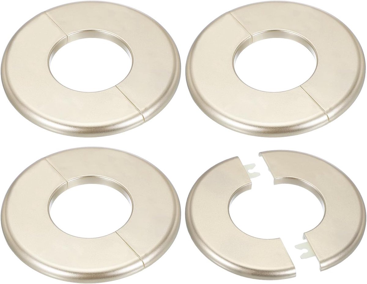 Muur Split Flens 51mm/2", 4Stks ABS Ronde Zelfklevende Escutcheon Plate Deksel Gesp voor Waterpijp Kraan Decoratie, Goud