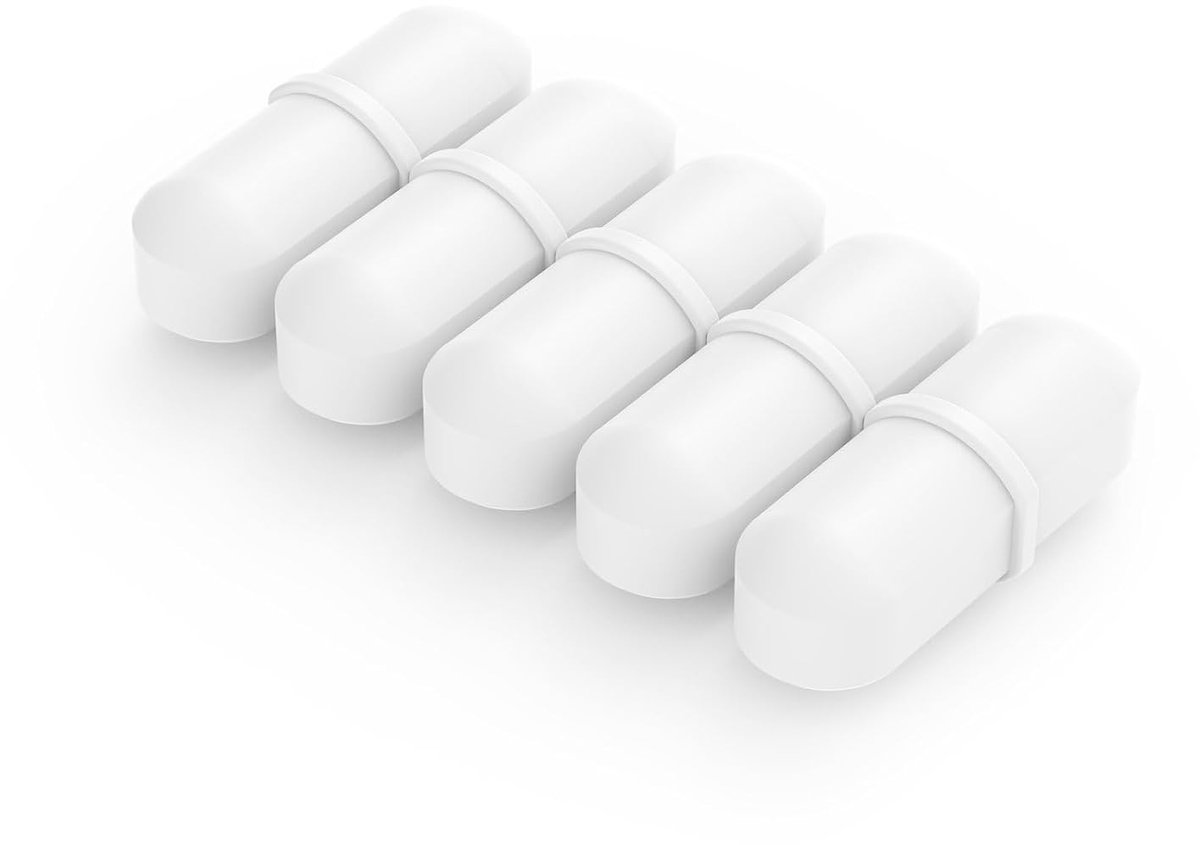 Magneetroerstaafjes Set van 5, 10 mm PTFE-gecoate Roerstaafjes voor Laboratoriumroerders, Wit, Chemisch Inert Roerstaaf voor Lab en Thuisbrouwen