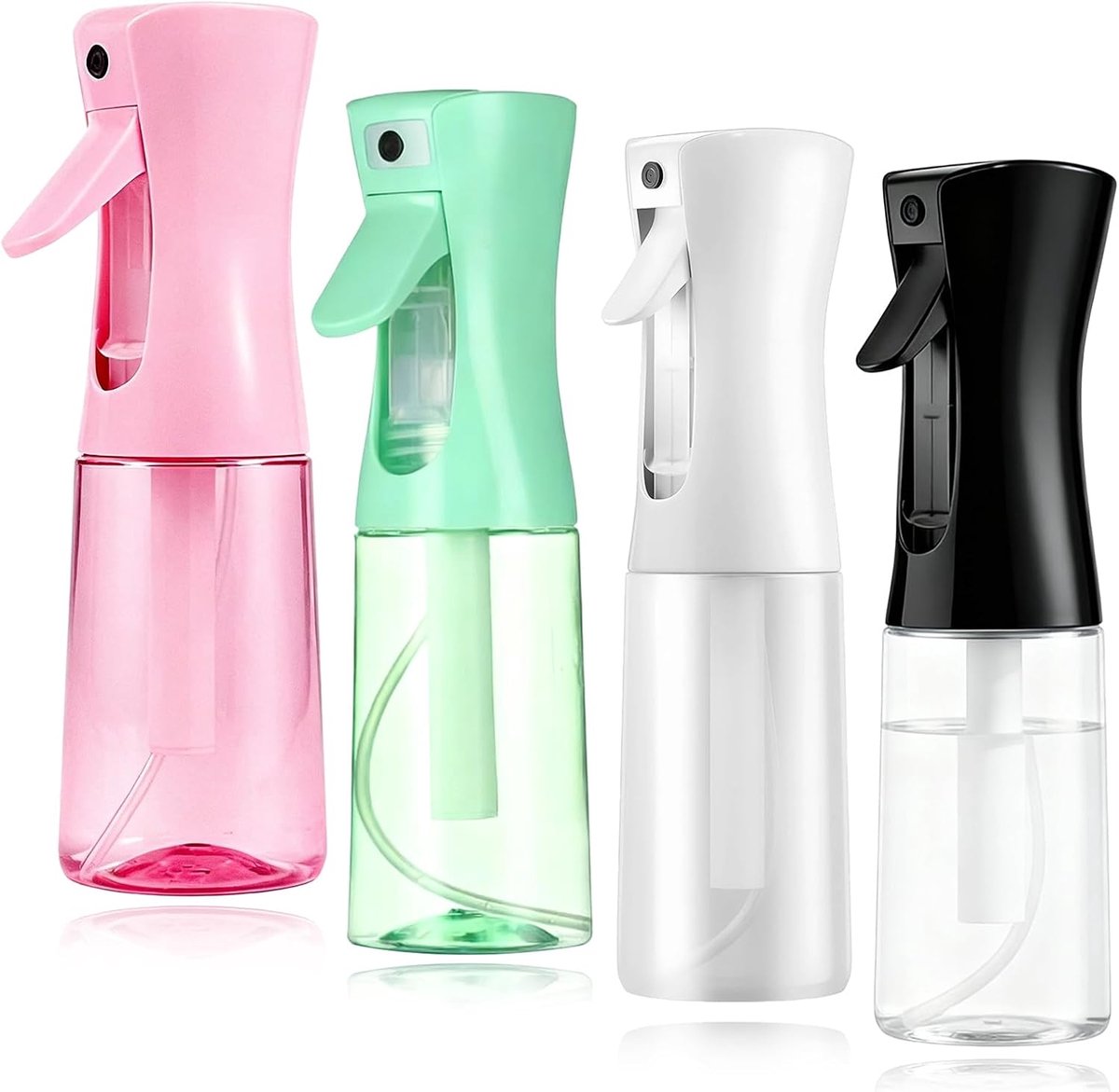 Spuitfles voor haar, 4 stuks, 200 ml, continue, ultra fijne waterspuitfles, sprayfles met verstuiver voor planten, huidverzorging en reiniging, kapper, haargereedschap