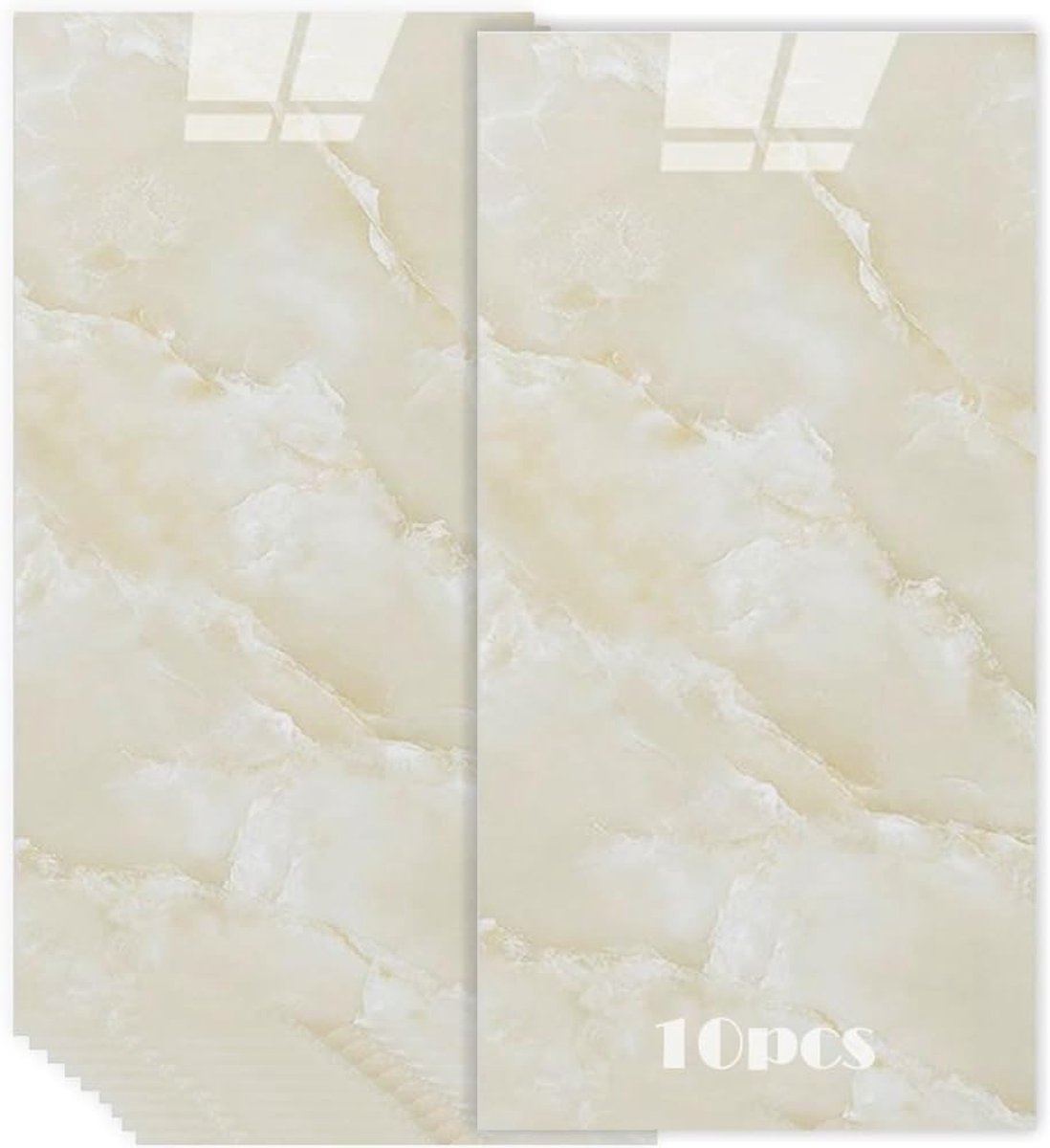 10 stuks plaktegels keuken marmer 60 x 30 cm, zelfklevende marmerlook kleeftegels, tegelstickers wit waterdicht, keukentegels, zelfklevende tegels badkamer geel steenpatroon