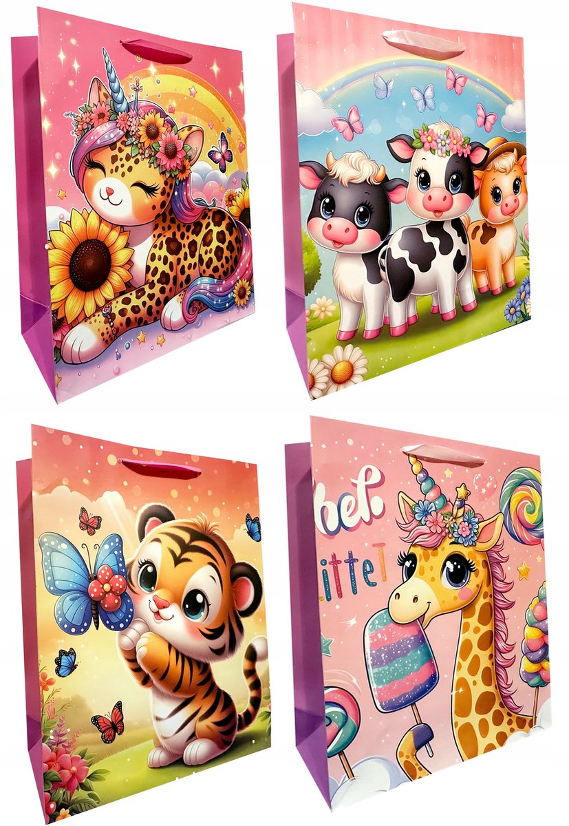 Decoratieve Cadeautas met Dierenprint - 18x23x8cm