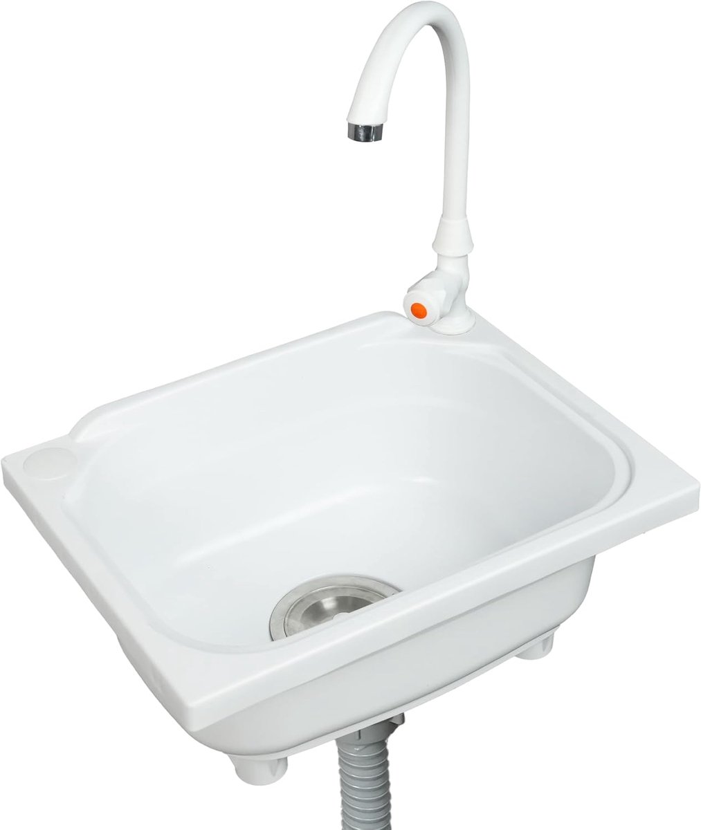 Enkele kom utility gootsteen, keuken wandgemonteerde gootsteen 15,1 x 11,2 inch met 1,25 inch kraangat, kunststof rv gootsteen voor thuis, restaurant, slaapzaal, garage, badkamer, wasruimte