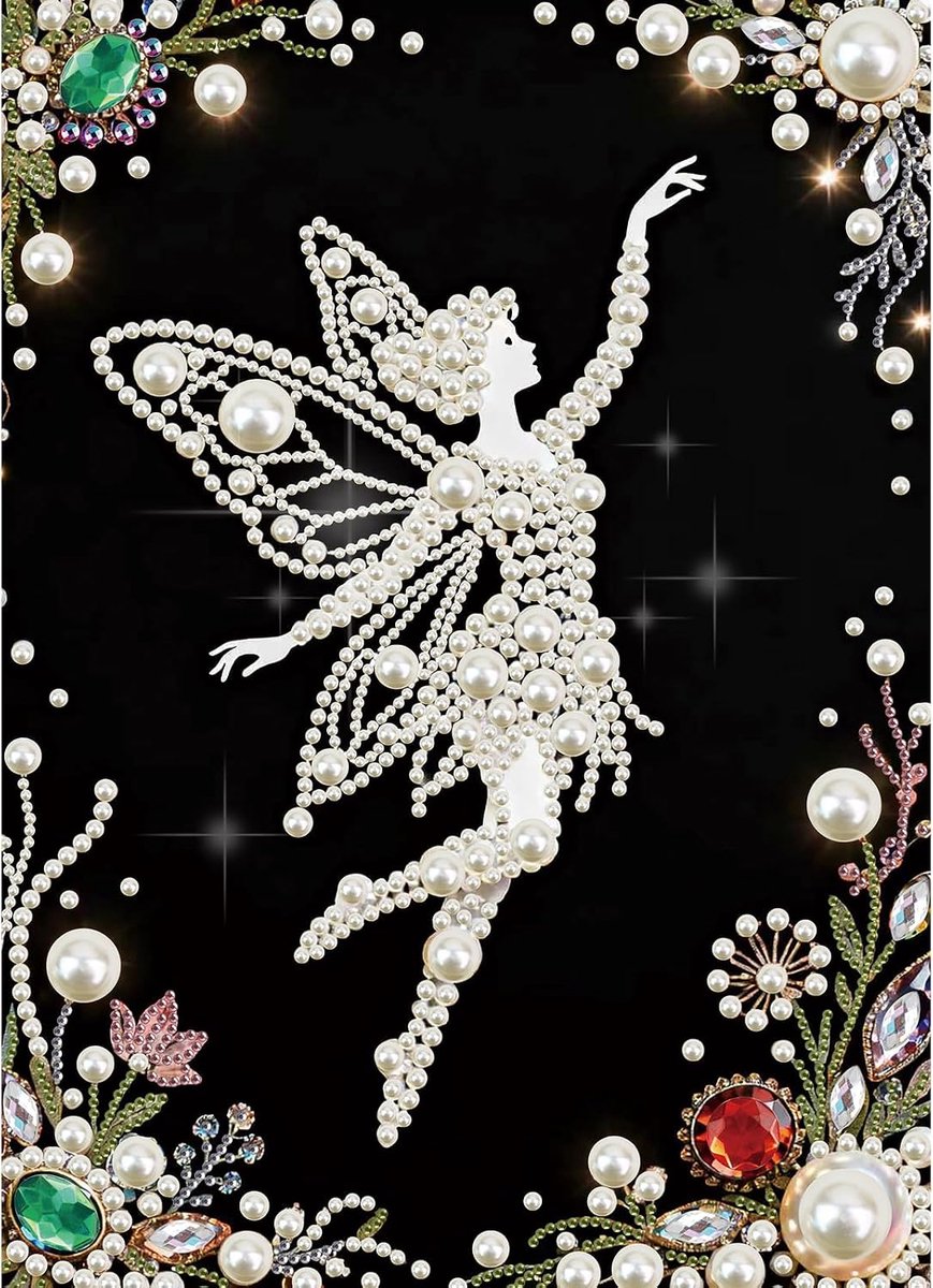 Parelafbeelding voor volwassenen, parel, vlinderfee, elf, 30 x 40 cm, 5D parel, kunst, kralen, puzzel, diamant, volwassenen, vissen, beginners, afbeeldingen, kunsthandwerk, borduurafbeelding