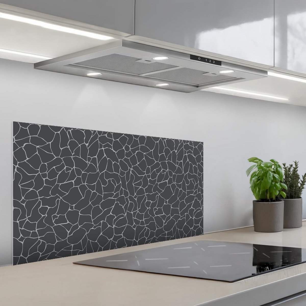 Keukenachterwand 45x90 cm zelfklevend keuken decoratie accessories home kitchen spatscherm Design - Geometrie - Zwart