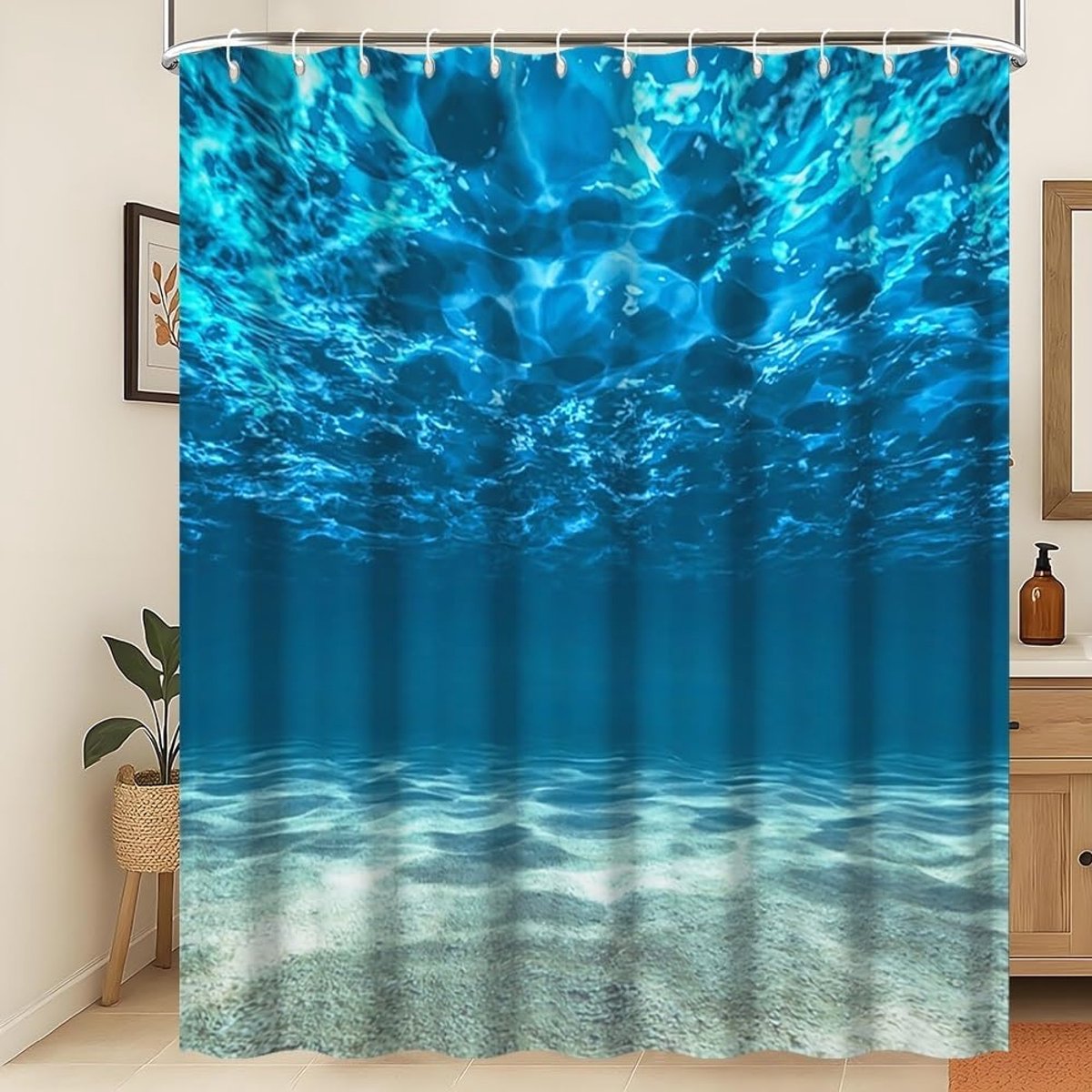 Douchegordijn blauw oceaan onderwater zee douchegordijn natuur onderzeese wereld douchegordijn diepzee badkamer gordijn machine wasbaar waterdichte stof 180 x 180 cm