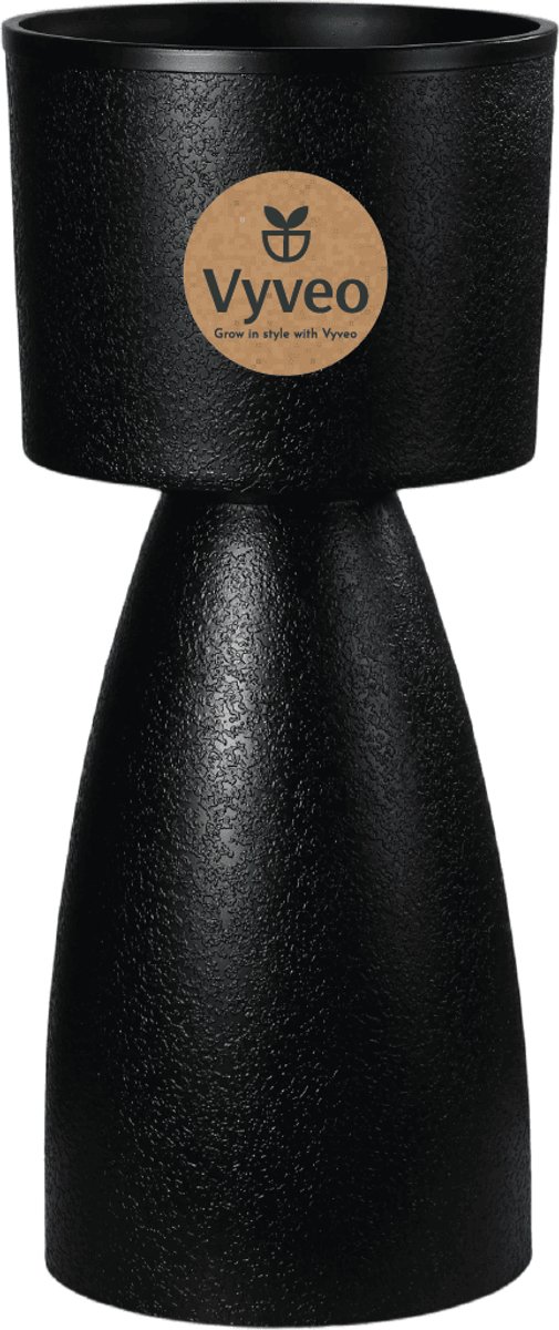 Vyveo - Bloempot Pillar - 27x67 - Zwart - Bloempot voor binnen en buiten - Lichtgewicht - Breukbestendig - Vorstbestendig - UV-bestendig