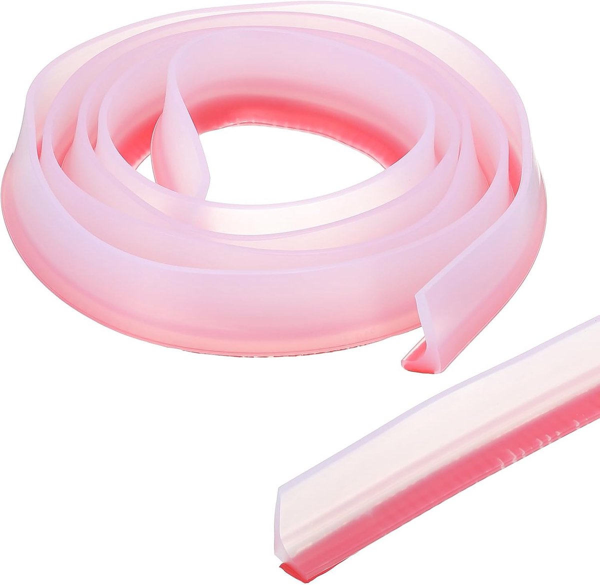 200,7 cm Opvouwbare Douchedrempel Water Dam Bescherming, Douche Stopper Barrière Zelfklevende Gootsteen Spatbescherming voor Frameloze Douchedeur Onderkant, Transparant (3,0 cm Bx1,5 cm D)