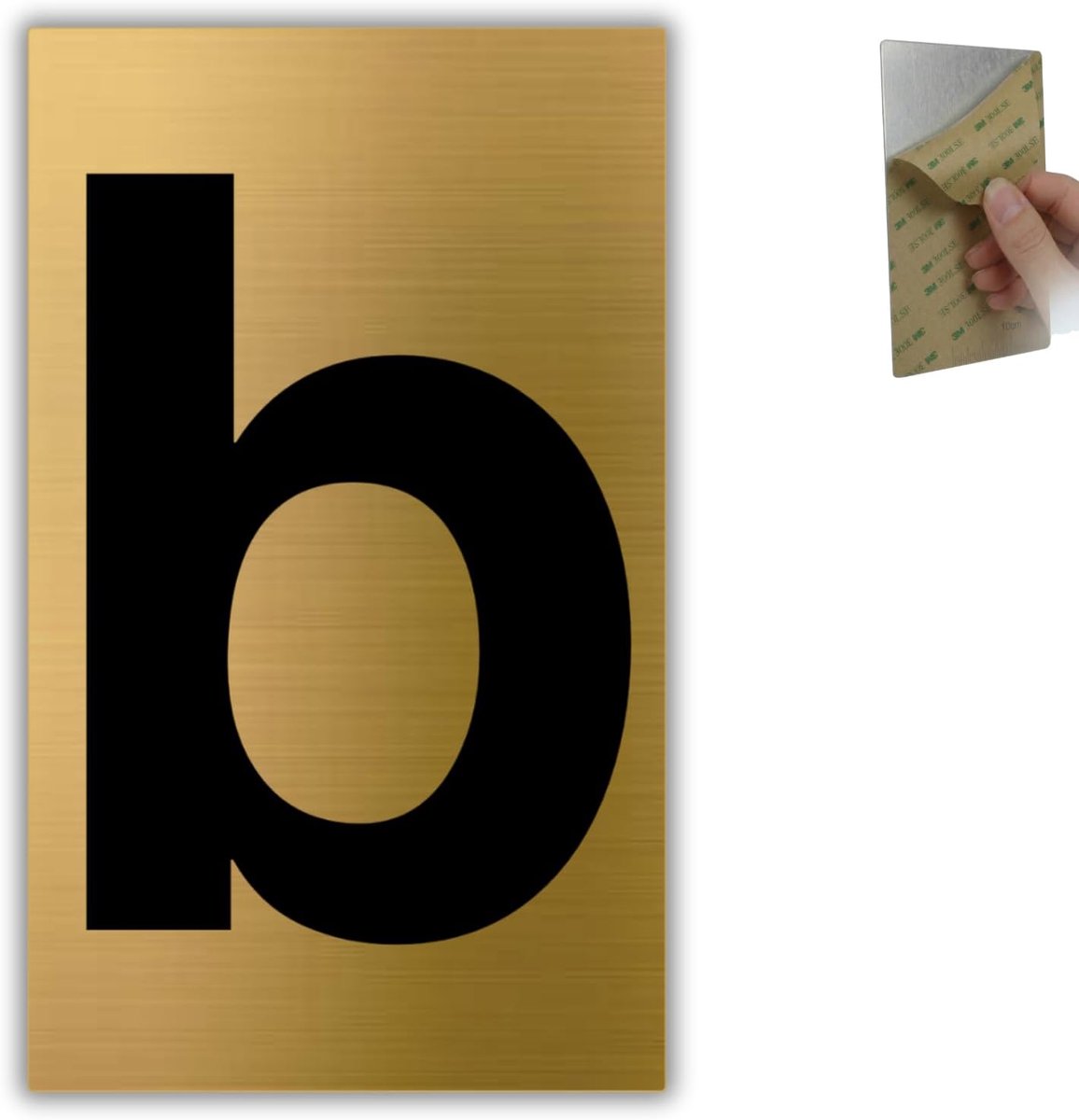 Huisnummer Nr. B - 6x10 cm - Aluminium - Goud Deur en Brievenbus | Huisnummer Sticker Gouden Cijfer, Nummerbord Adresplaat, Plaatje Poortnummer, Nummering Hotel, Cijferbord Buitenmuur