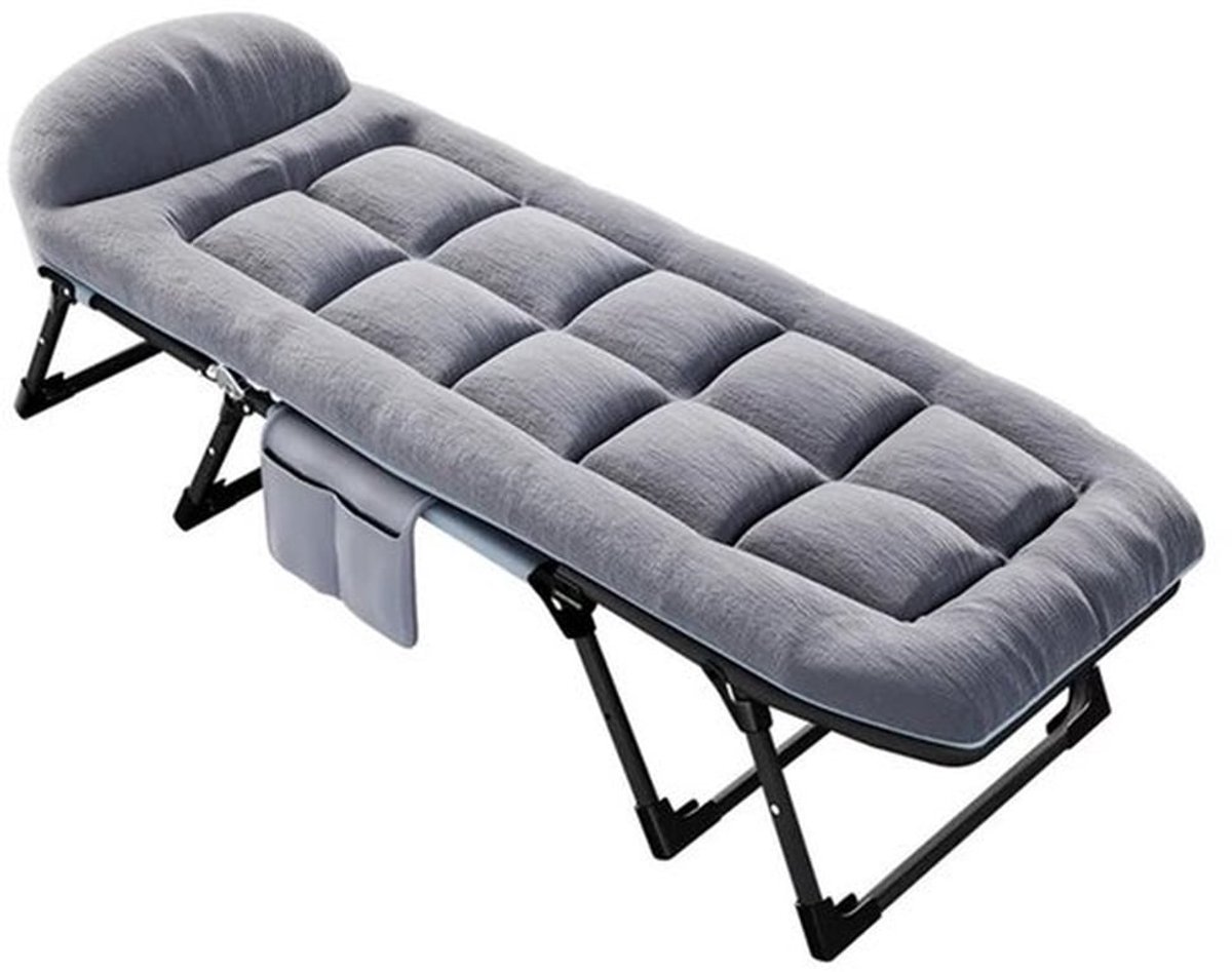 Campingbed, gewatteerd campingbed, opvouwbaar campingbed, reisbed met kussen en tas, katoen en linnen (190 x