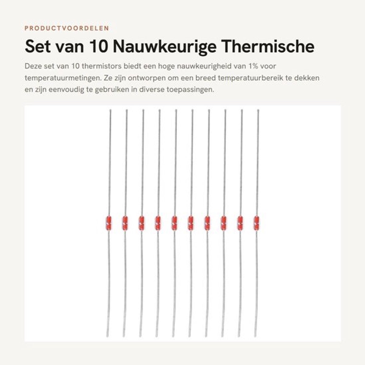 Set van 10 NTC Thermistors voor Temperatuurmeting en Controle (10K, 50K, 100K Opties)