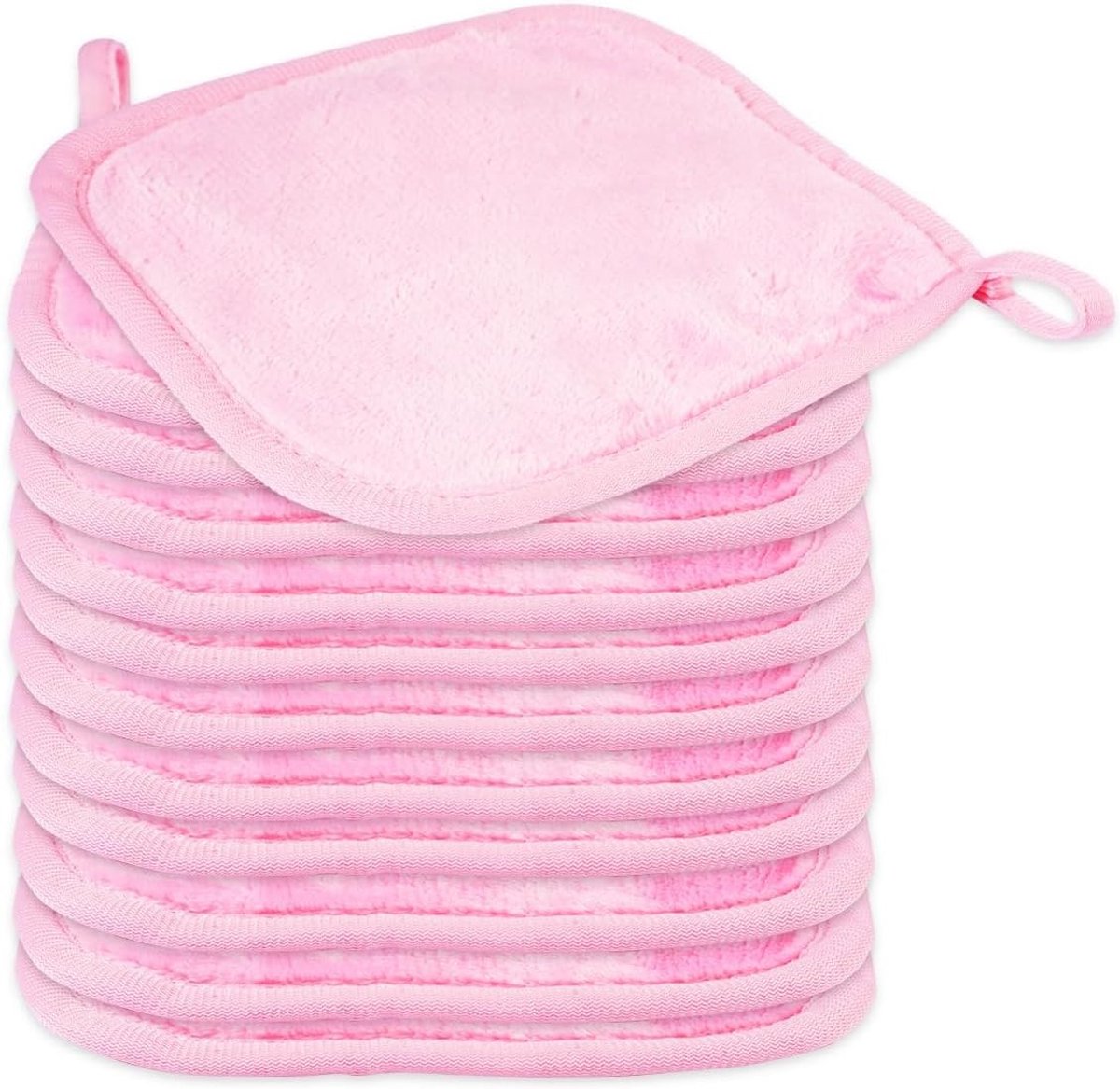 Herbruikbare en Wasbare Microvezel Make-up Doekjes, Ultra Zacht Gezichtsreinigingsdoekje voor Alle Huidtypes, Roze (12 x 13 cm)