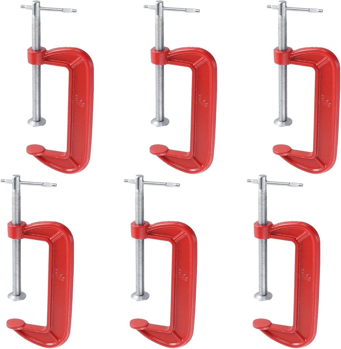 6 Stuks 4 Inch G Klem, Kaak Opening 105mm Rood Gietijzer C Klemmen voor Houtbewerking, Lassen en Constructie