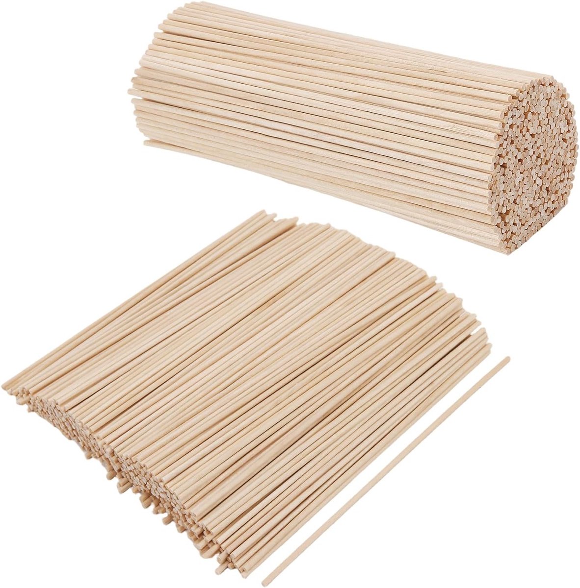 Houten Dowel Stokken 15 cm x 2 mm, 400 Stuks, Onbehandelde Ronde Houten Stokken voor Creatieve Klussen en Handwerk