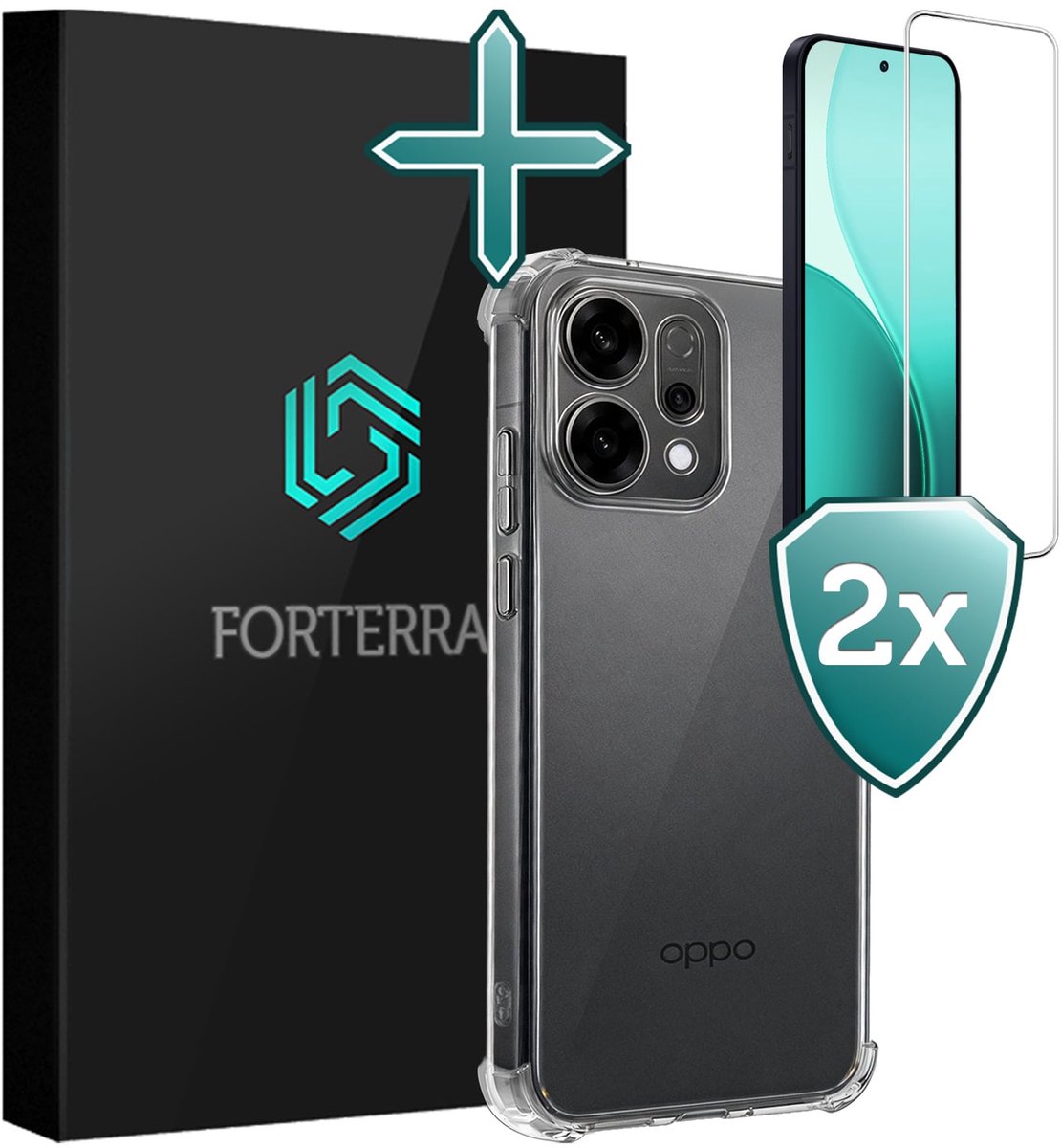 Hoesje Met Screenprotector - 2 stuks - Geschikt voor Oppo Reno 14 - Sterk & Shockproof - Back Cover - Siliconen Case - Telefoon Hoes - Shock Proof - Transparant
