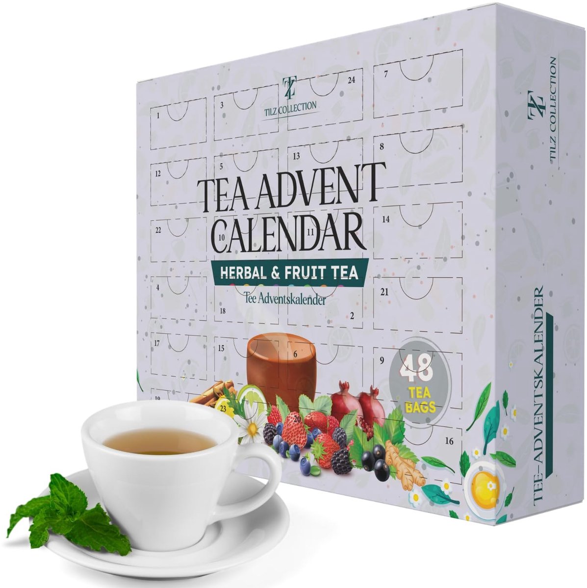 Elzusha - Thee Adventskalender 2025 - 2x 24 Dagen Kruiden- en Fruitthee Selectie