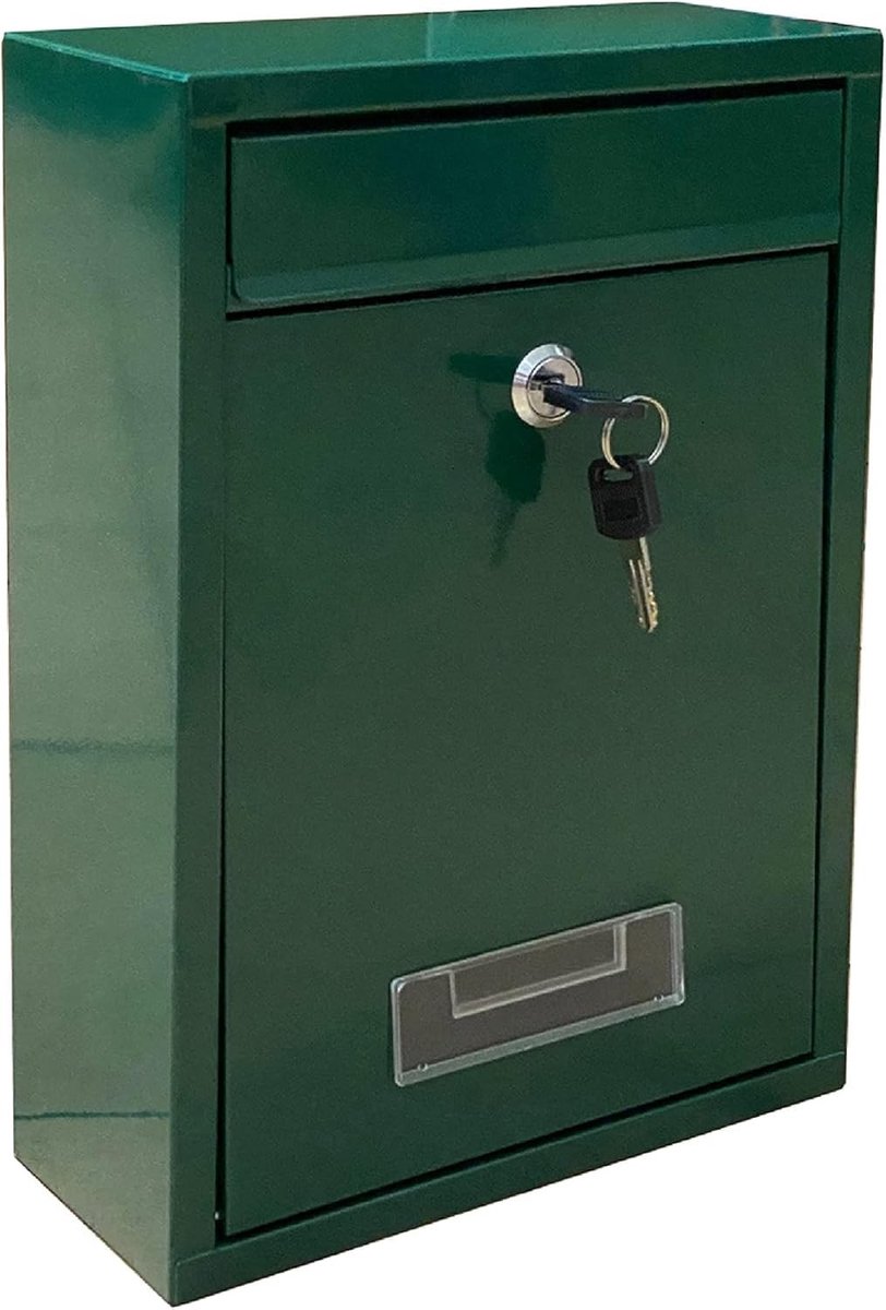 Elzusha - Wandbrievenbus "MAIL" Groen - Compacte Metalen Brievenbus met Sleutelslot