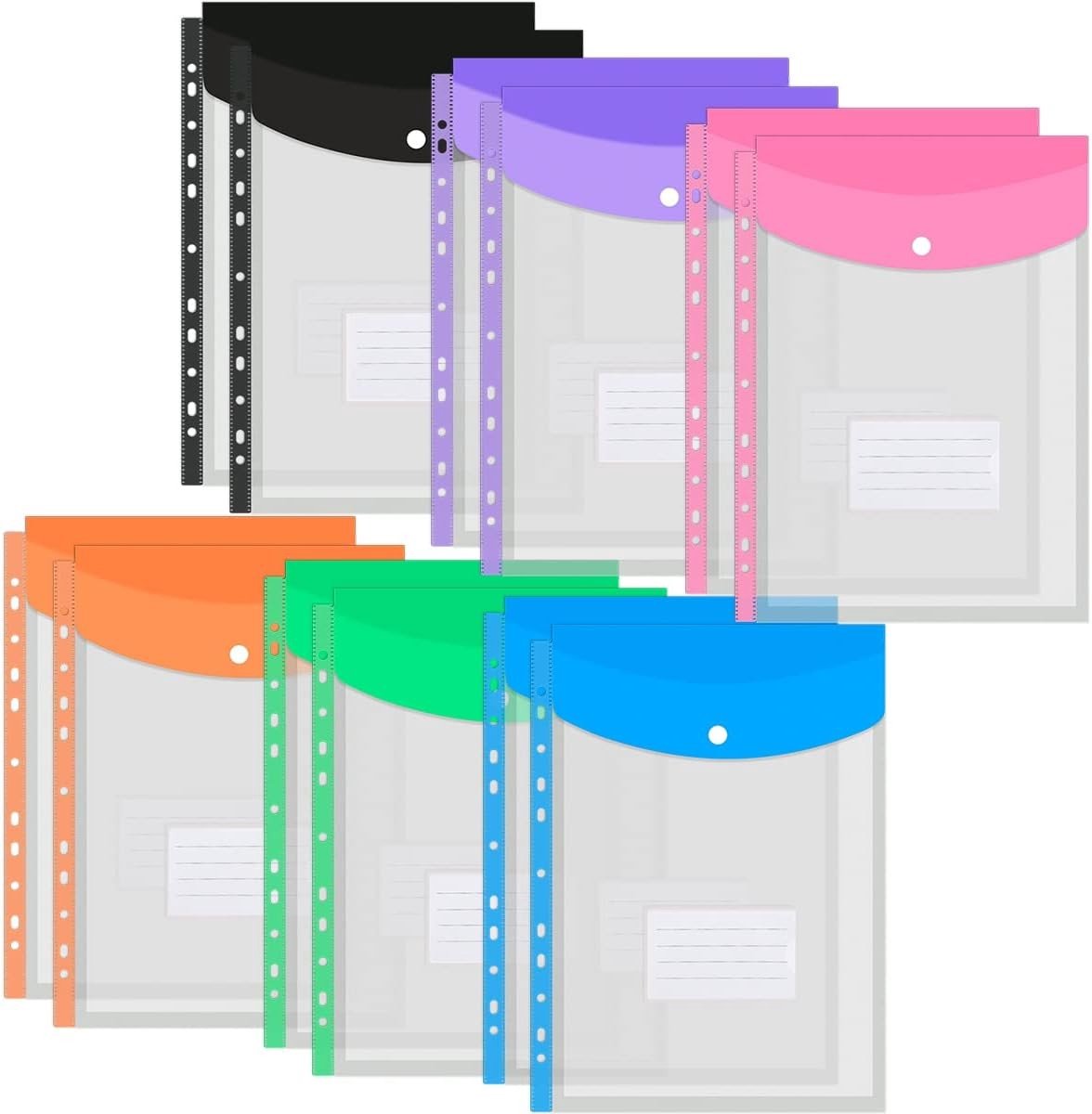Duidelijke A4 Plastic Zakjes en Mappen - 12 Stuks Ringbandhoezen voor Kantoor en Schoolmateriaal