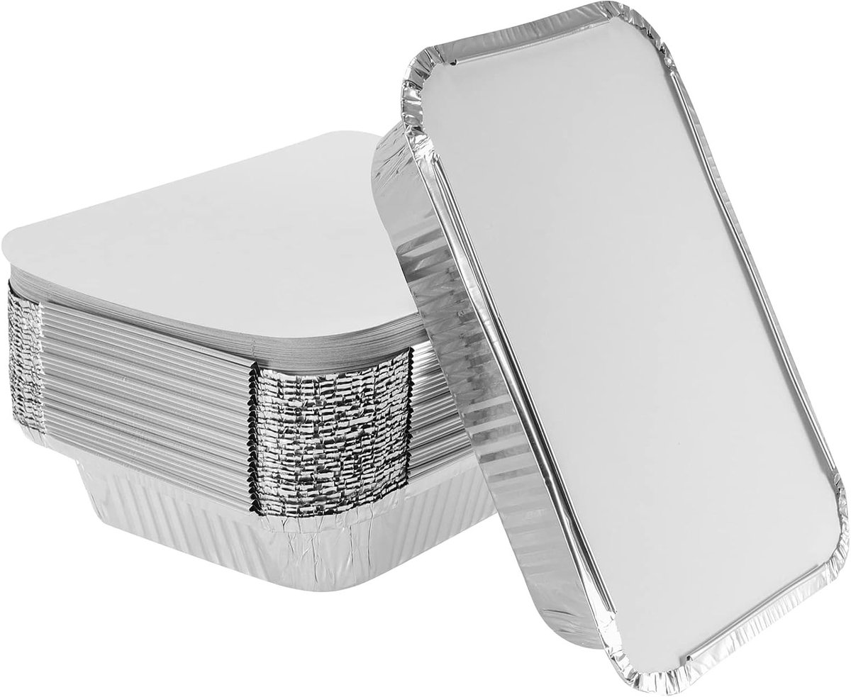 Set van 25 Aluminium Schalen 1000 ml met Deksel, Ideaal voor Grillen, Bakken en Koken, 229 x 169 x 50 mm
