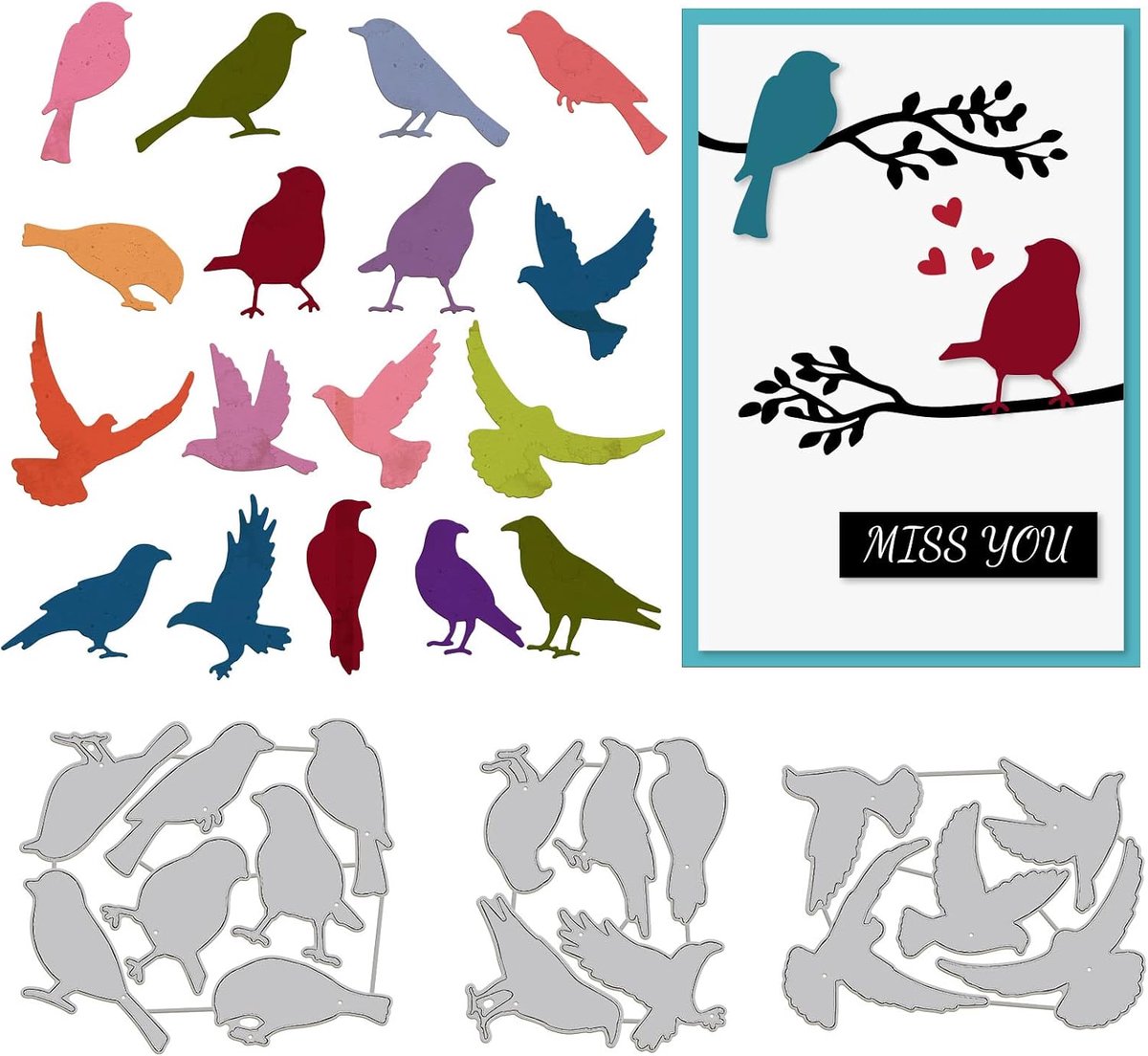 Vogels Snijden Dies Metalen Kraaien Duiven Die Cuts Embossing Stencils Sjabloon Voor Papieren Kaarten Maken Decoratie DIY Scrapbooking Album Craft Decor