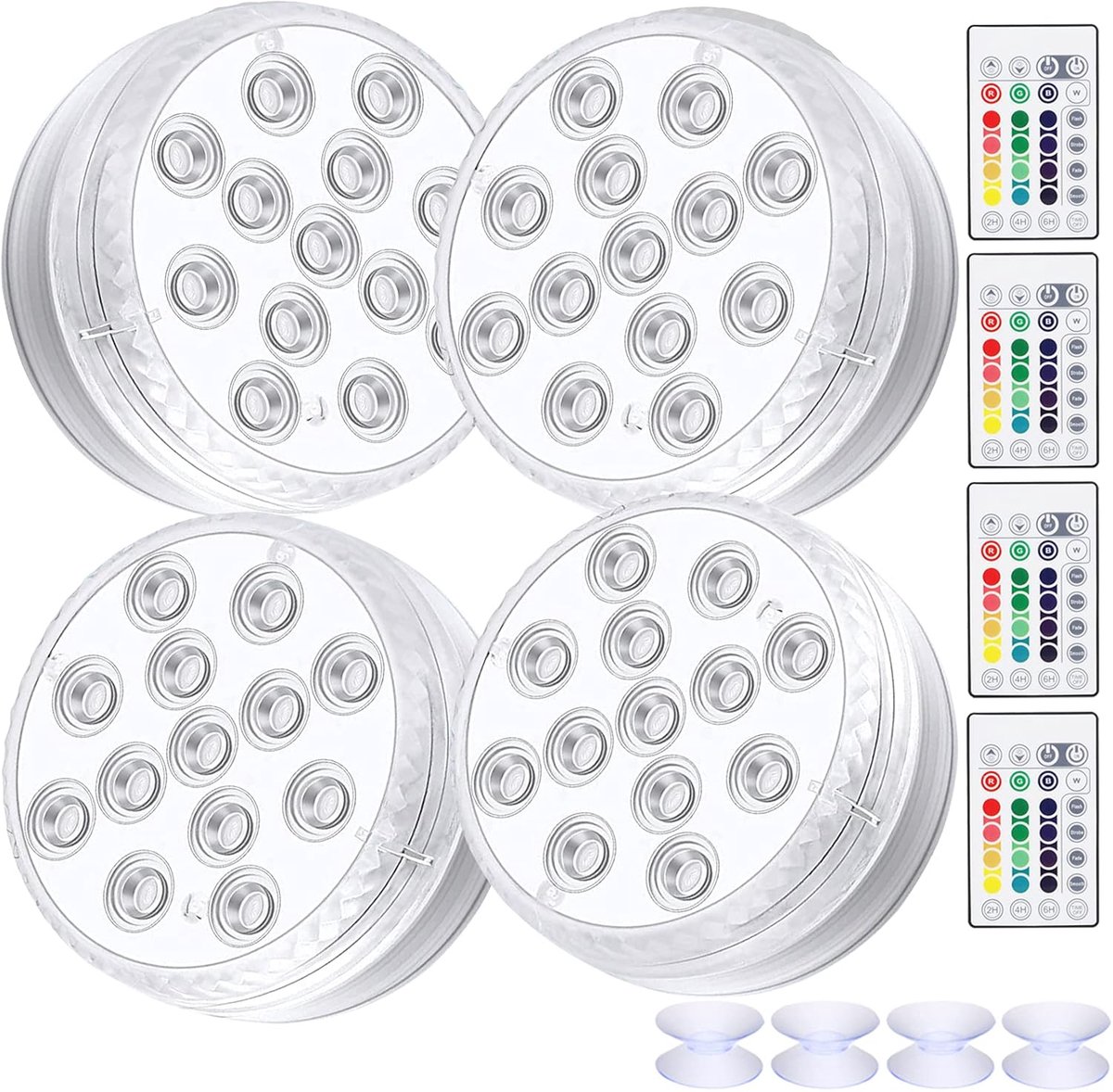 Onderwaterlicht, ALED LIGHT 4-pack onderwaterlampen met afstandsbediening RGB Multicolor LED-vijververlichtingsset voor vaasbasis, bad, decoratie