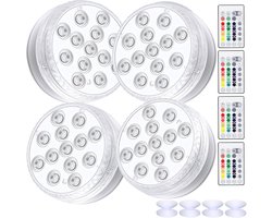Onderwaterlicht, ALED LIGHT 4-pack onderwaterlampen met afstandsbediening RGB Multicolor LED-vijververlichtingsset voor vaasbasis, bad, decoratie