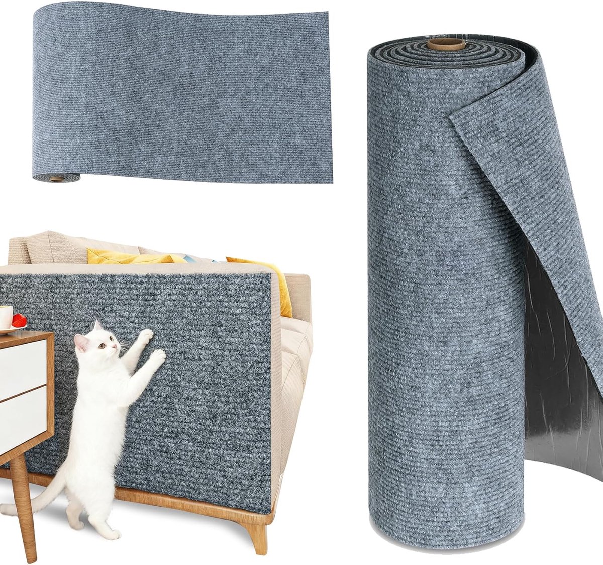 Krabmat Voor Katten Muur Grijs Krabmat Self-adhesief Muur Hoek Lichtgrijs Draagvast Krabkleed Voor Katten Self-adhesief Bank Deuren Meubels Krabfolie Self-adhesieve Bank 40CMx1.2M