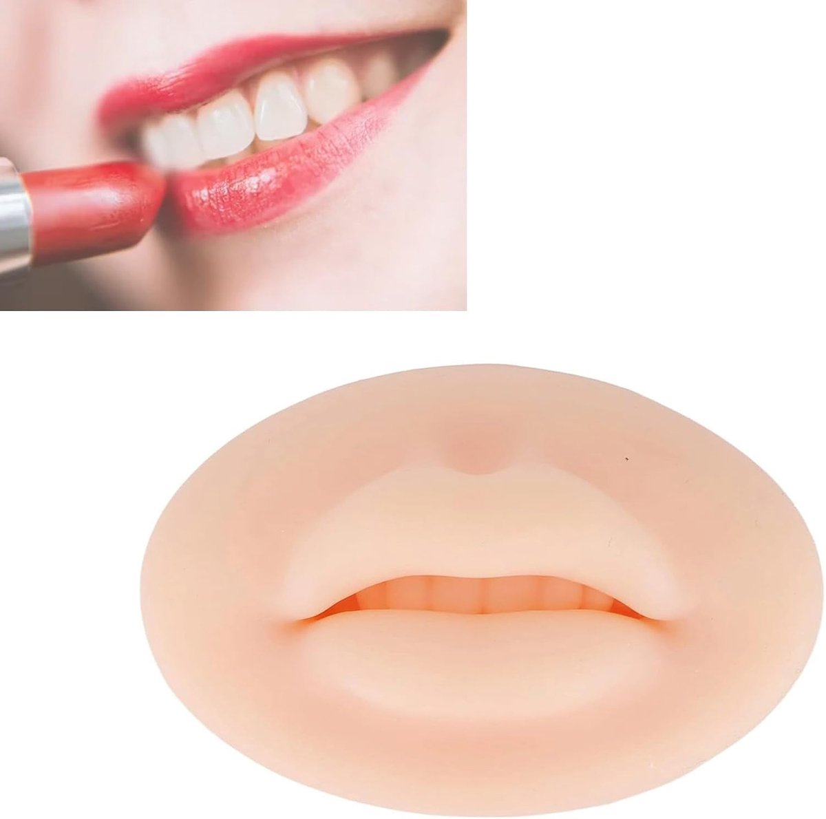 Touch Soft Semi-Permanent 3D Silicone Lip Practice Model for Piercing Training – Lifelike Skin Texture, Reusable Mouth & Tongue Simulation Tool with Display Stand, Ideal for