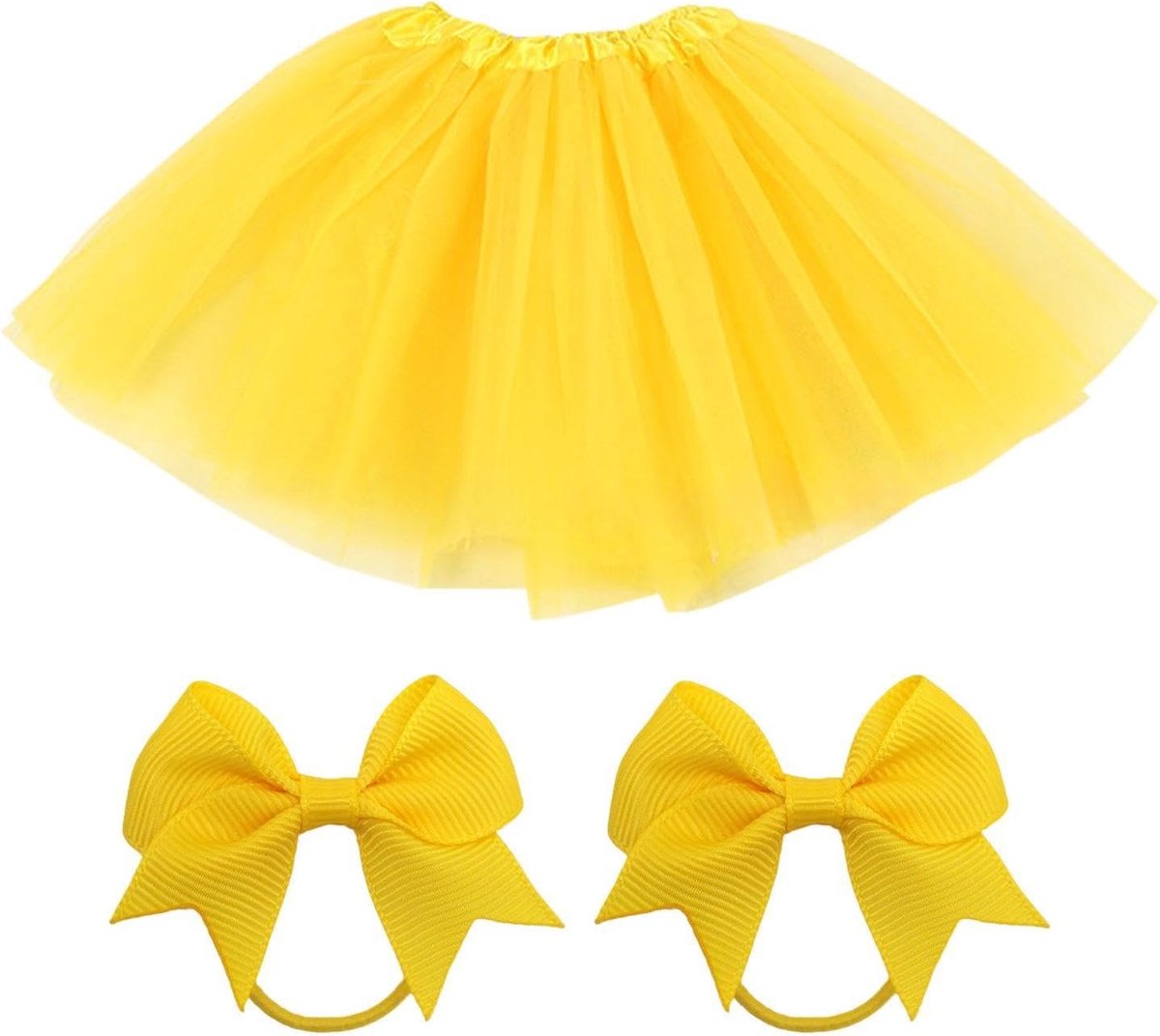 1 Stuk Tutu Rok En 2 Haarlussen, Lagen Mesh Rok, Kinder Dans Rok, Prinses Verjaardag Rok, Geschikt Voor Feesten En Optredens (Geel).