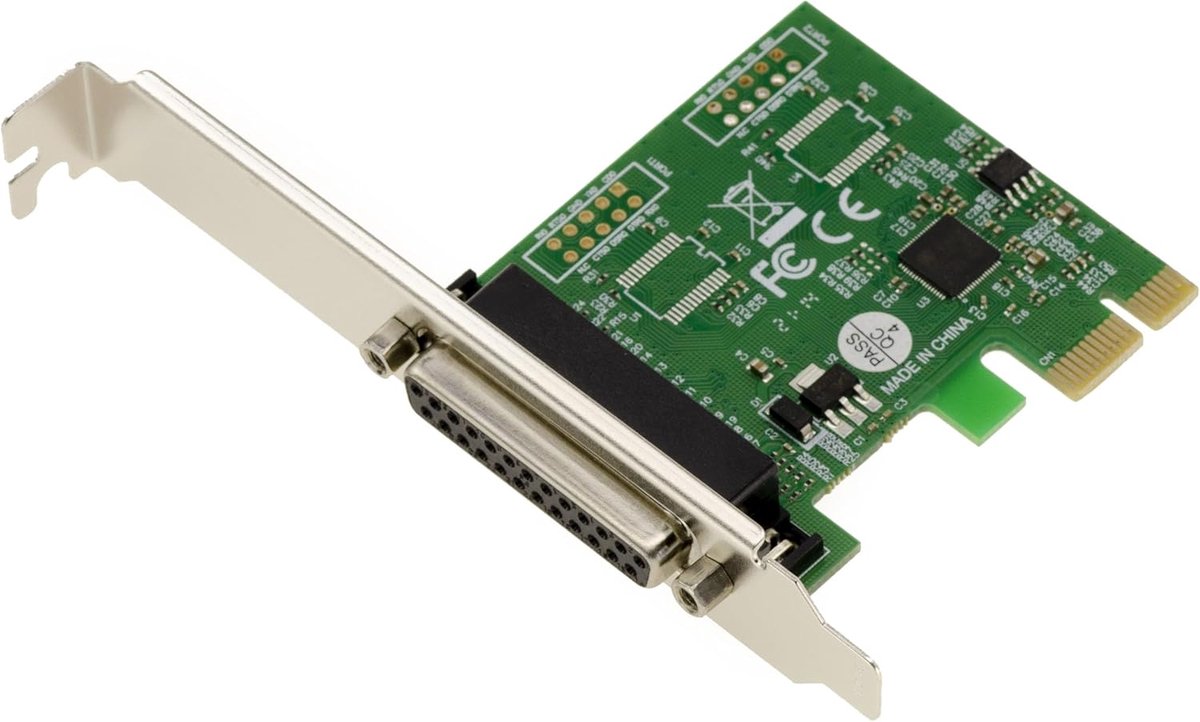 Express PCIe Parallel IEEE1284 LPT-controllerkaart met ASIX-chipset. SPP ECP-ondersteuning, beugels met laag en hoog profiel