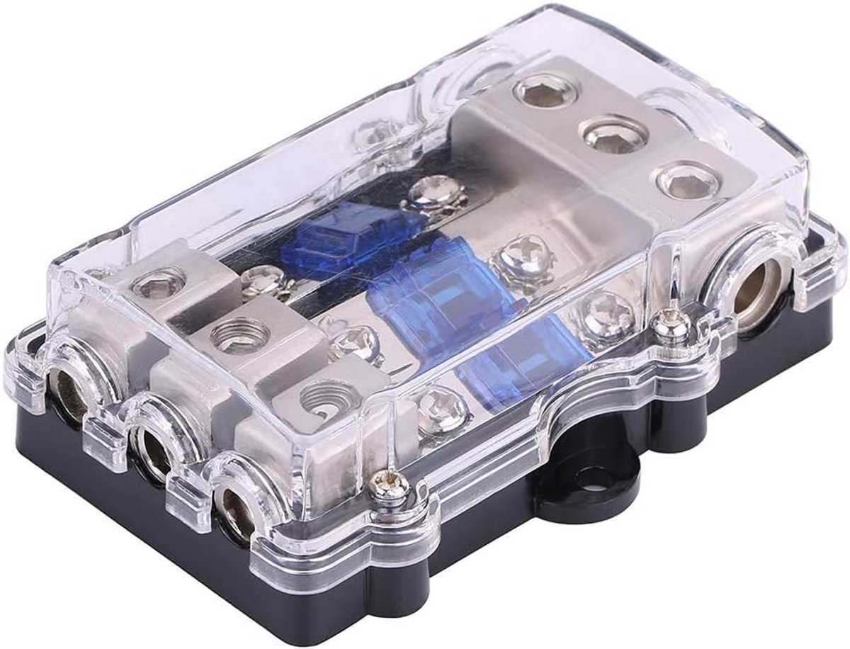 Zekeringkast, Universele 60A Auto Voertuig Stereo Audio Power Zekeringkast Houder Blok 1 In 3 Uitgang 12 V-24 V ABS Kunststof Zinklegering