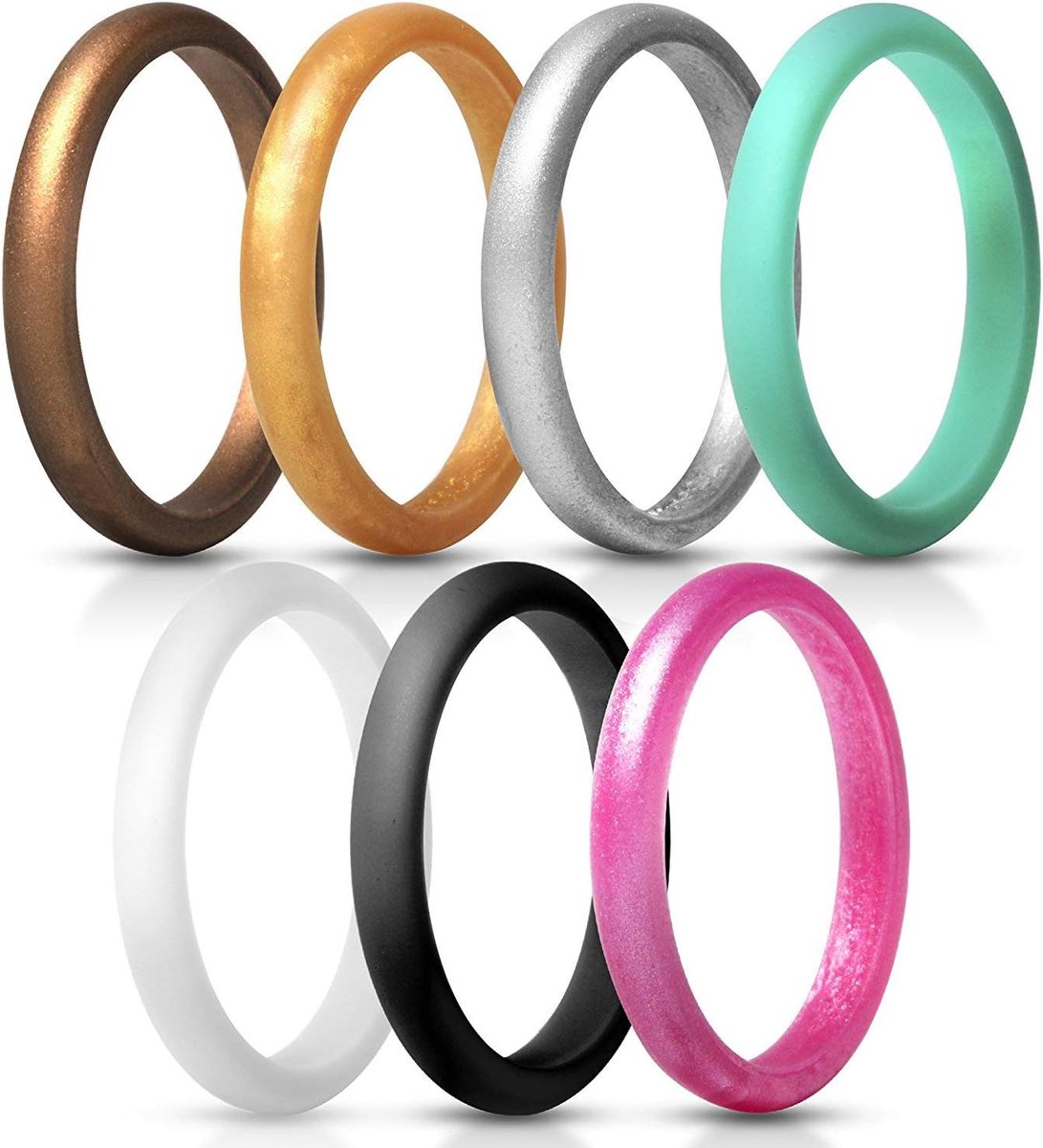 Ringen vriendschapsringen siliconen elastieken knokkels stapelen ringen bruiloft verloving ringen 7 stuks set, Siliconen