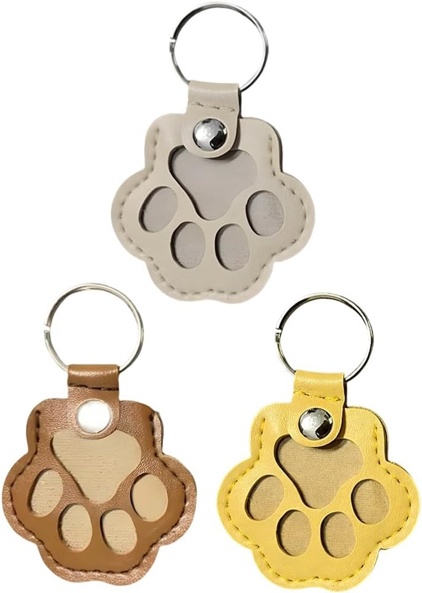 3 stuks haarsleutelhangers voor huisdieren, schattige sleutelhanger in pootvorm met decoratieve knop, haarsleutelhanger