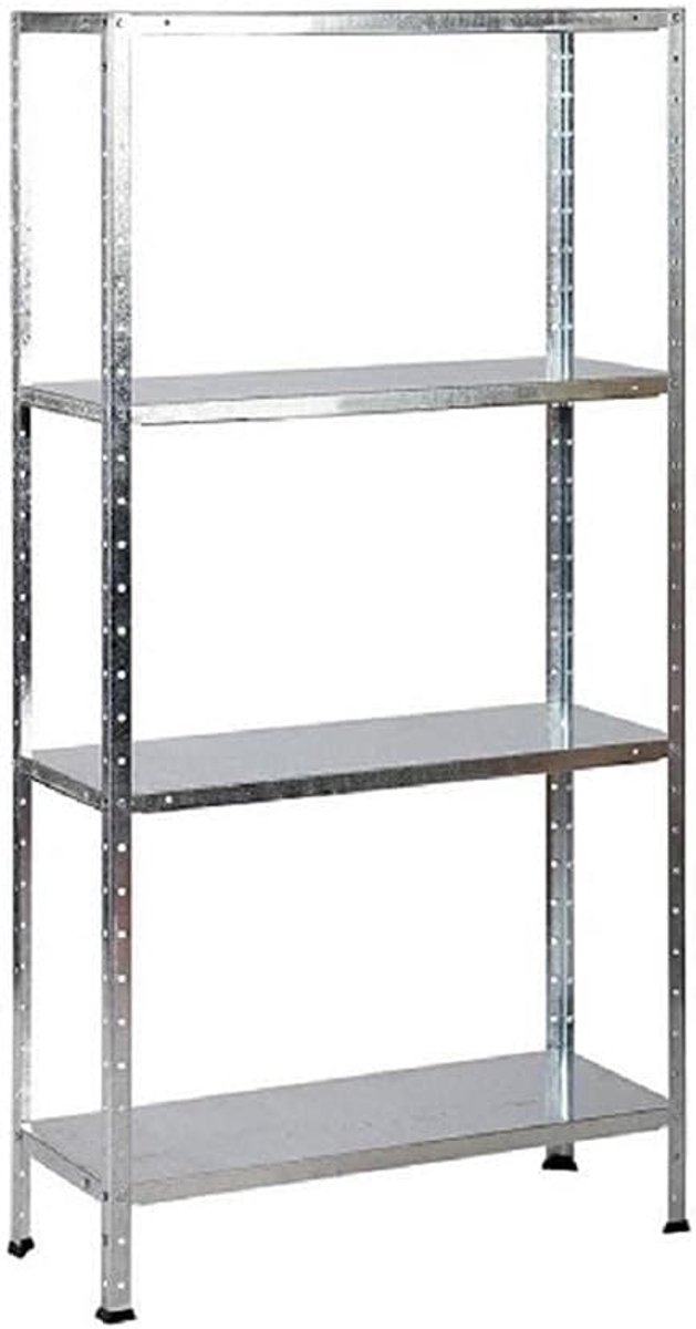 Metalen Opbergrek/Stellingkast met 4 legborden - 200kg draagkracht - (HxBxD) 145x73x30cm - 50kg per plank - Gegalvaniseerd