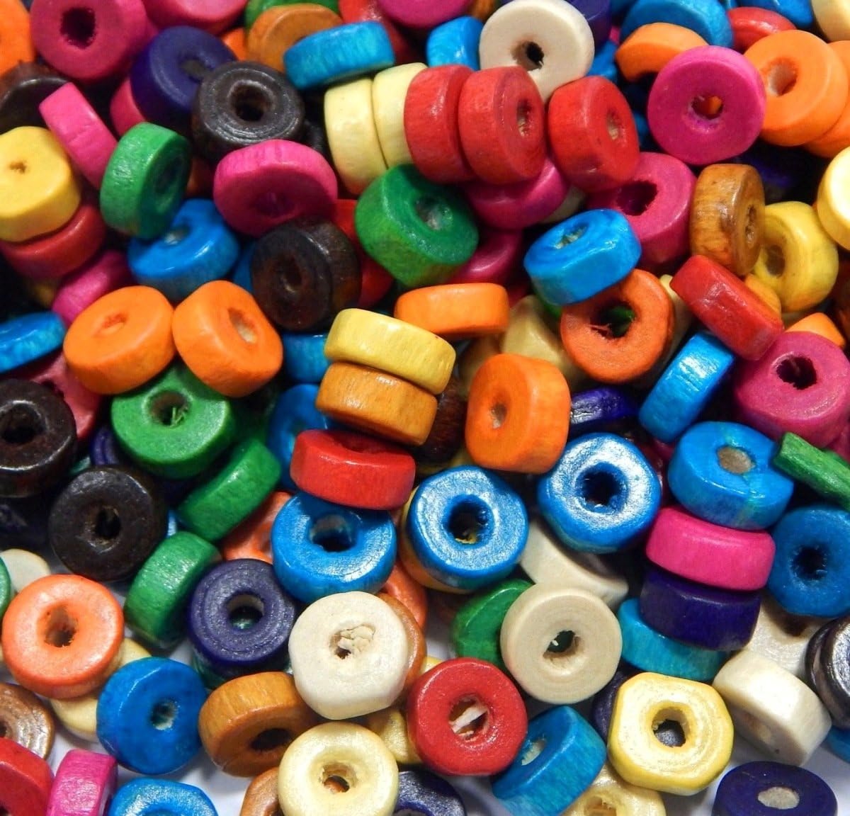 Kralen, 8 mm, ring met gat, 250 stuks, kleurrijke donuthouten kralen om te rijgen, kralenmix voor doe-het-zelf sieraden maken