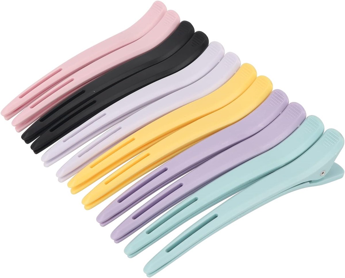 Haarklemmen, kappersbenodigdheden, verdelingsklemmen, haarclips om te stylen en te knippen, grote haarklemmen voor dik en dun haar, 12 stuks