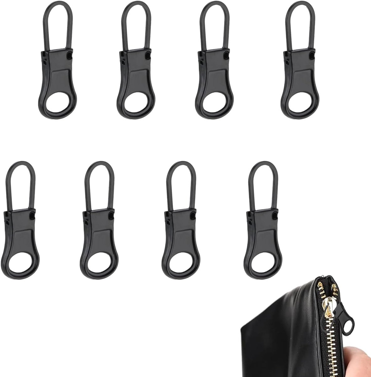 Ritssluiting, zwart, vervangende ritssluiting, metalen vervangende ritssluitingen, voor jassen, jeans, koffers, broeken, bagage, 8 stuks