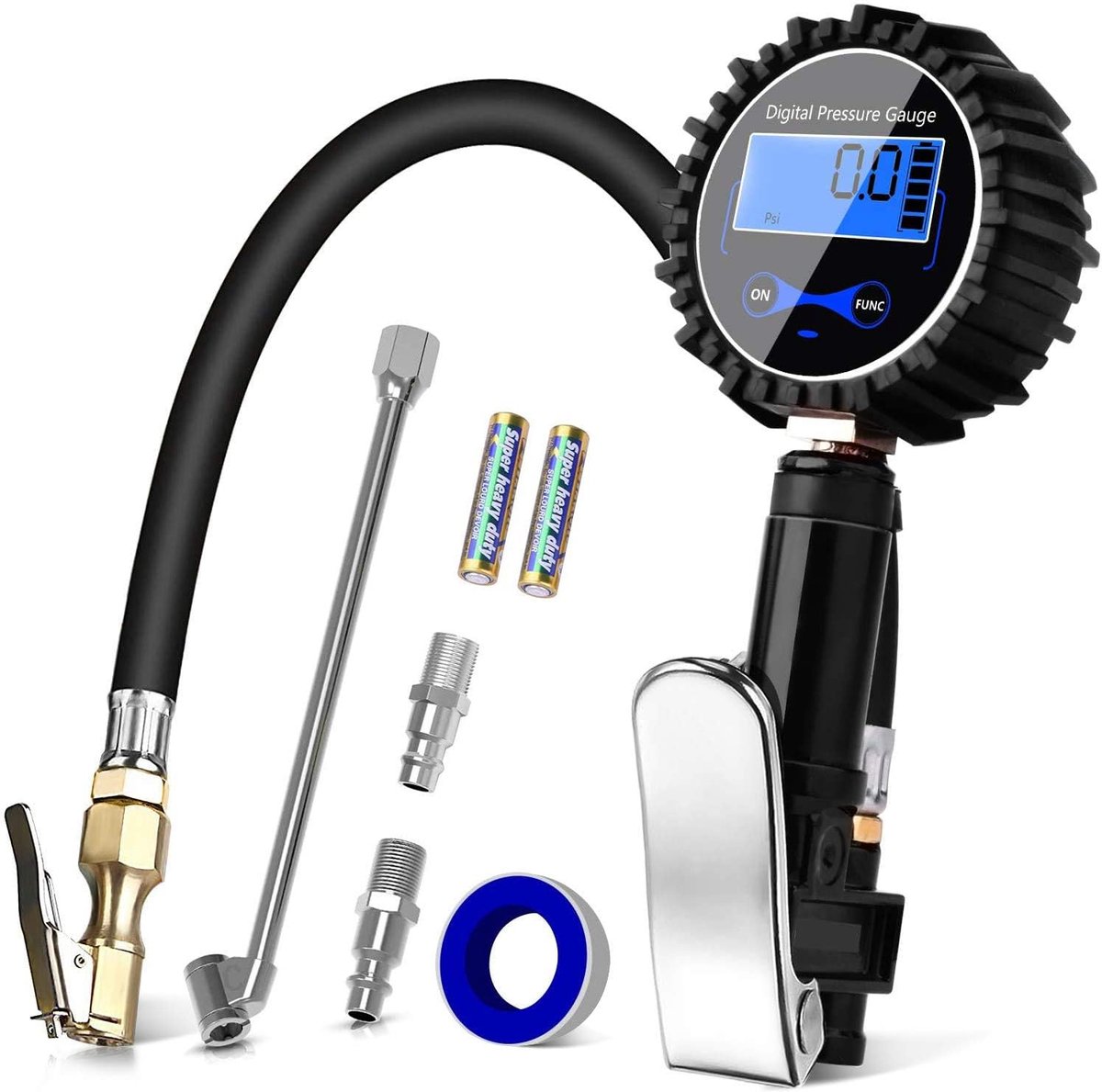 Digitale Bandenspanningsmeter 200 PSI - Nauwkeurige Bandenspanning Tester met LCD Display - Alles-in-één Bandendrukmeter voor Auto, Motor, Bestelwagen & Fiets - Compact Auto Accessoire