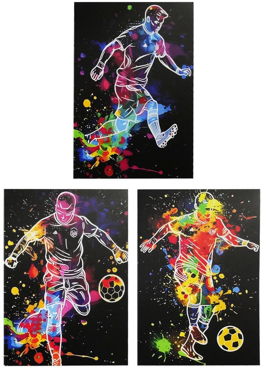 Omgoods - Set van 3 Sportieve Graffiti Wanddecoraties voor Jongenskamer