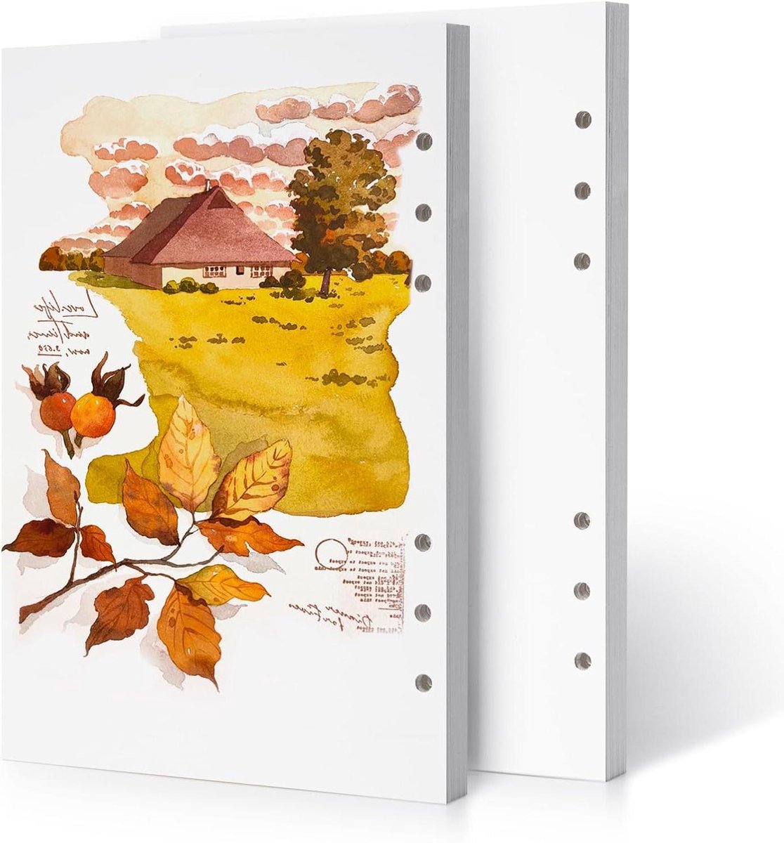 Aquarelpapier Set - Katoen Vellen - Schilderen en Tekenen - 100% Katoen Zuurvrij - A5 300 g/m² - Natuurlijk Wit
