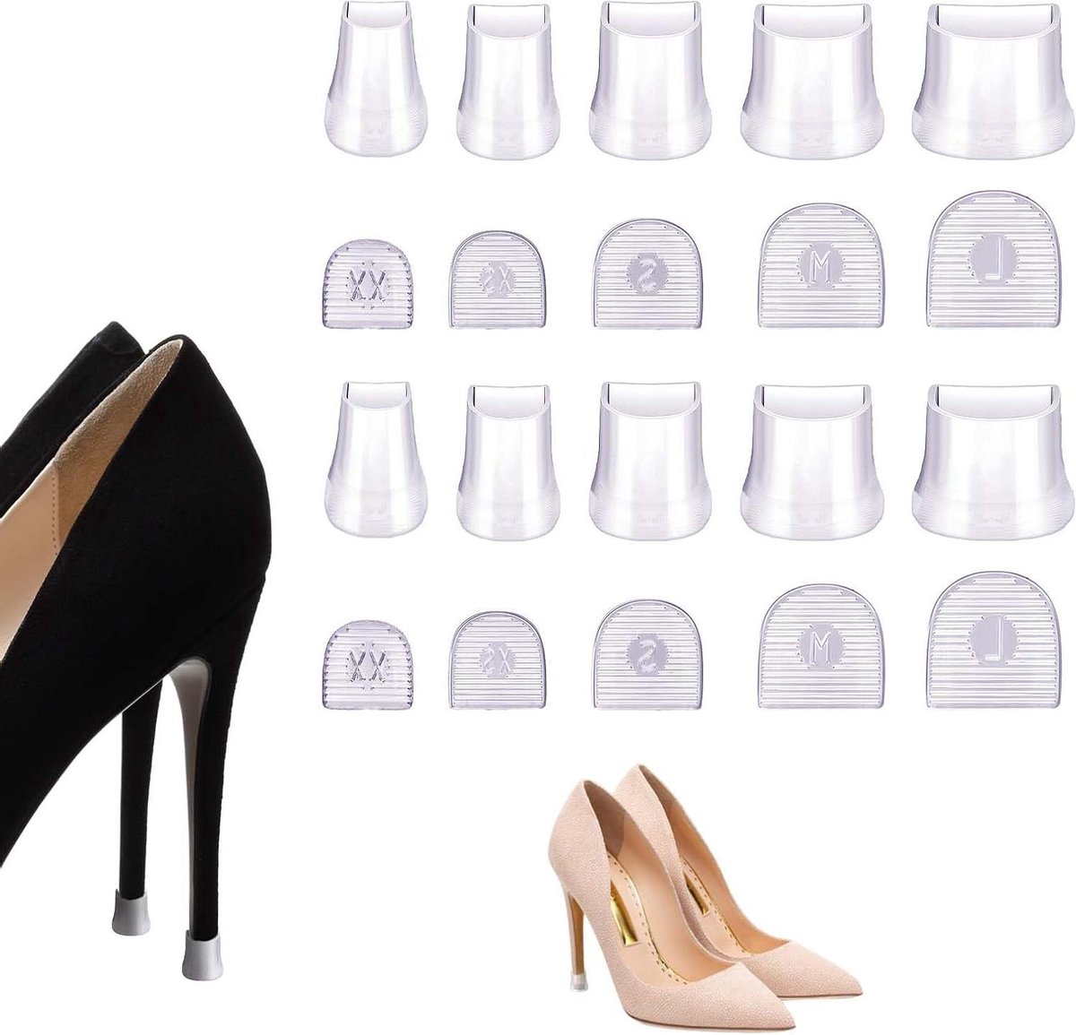 Hielkappen voor hakken - Hakbeschermers - Bescherming schoenen - Antislip ontwerp - 10 paar - Zwart