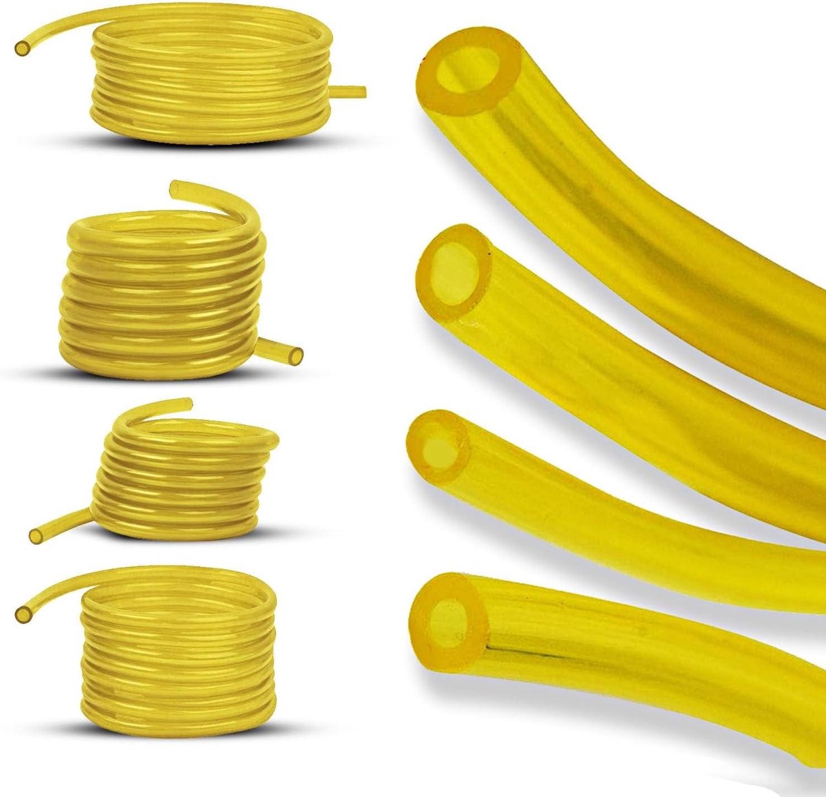 Brandstofslang Set - Leiding Tubing - Motor Onderhoud - 4 Maten - 12 Meter - Geel