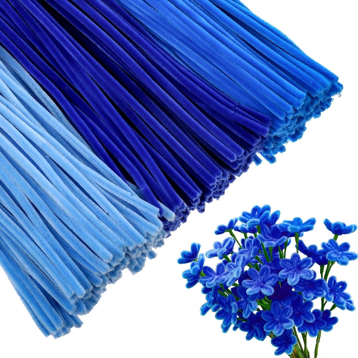 300 Stuks Pijpenragers voor Creatief Handwerk, 30 cm Lange Schoonmaakpijpen in Blauw, Perfect voor Knutselen en DIY Projecten