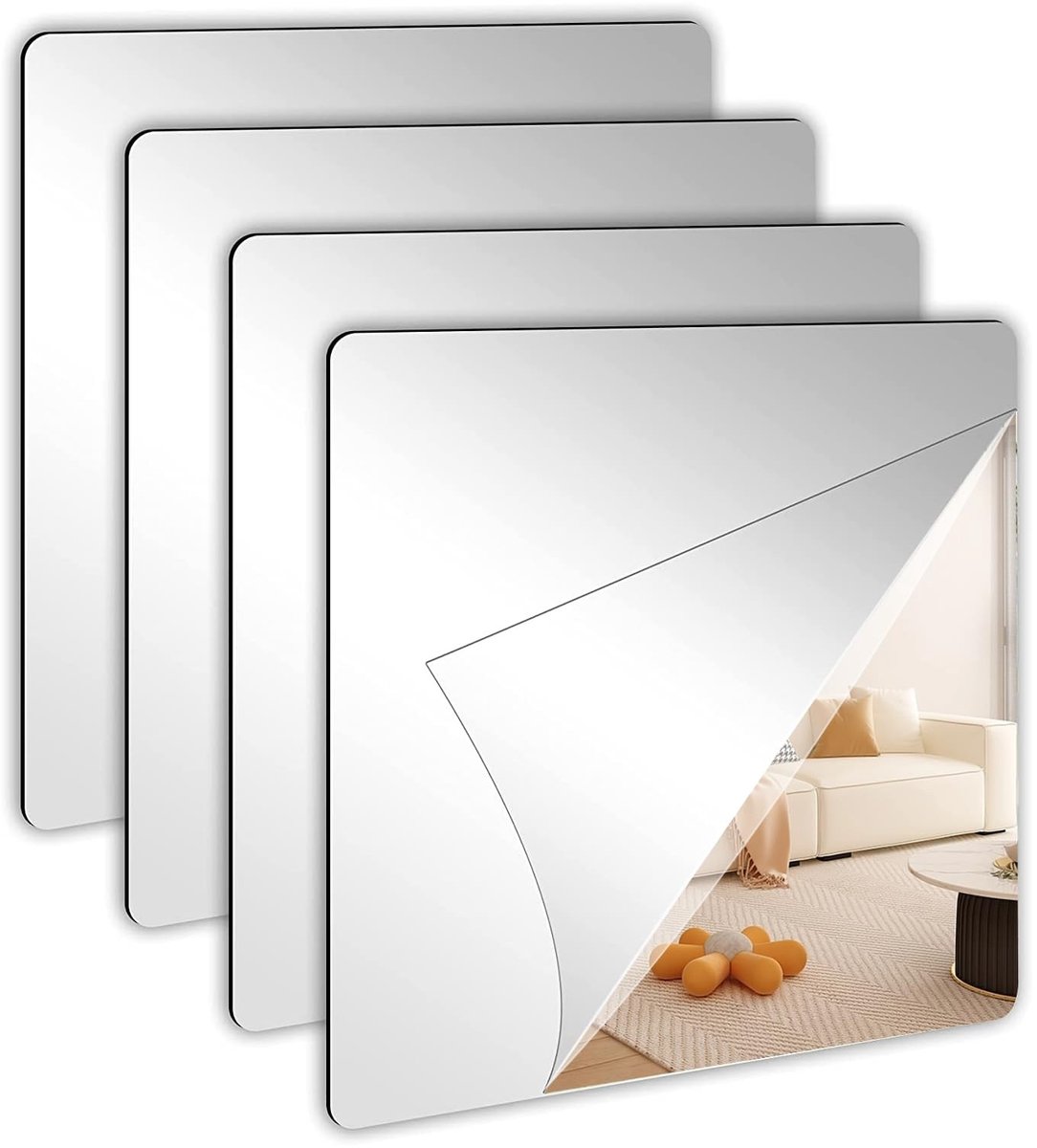 SolidKeus - 16 Stuks Spiegel Wandstickers voor Moderne Decoratie