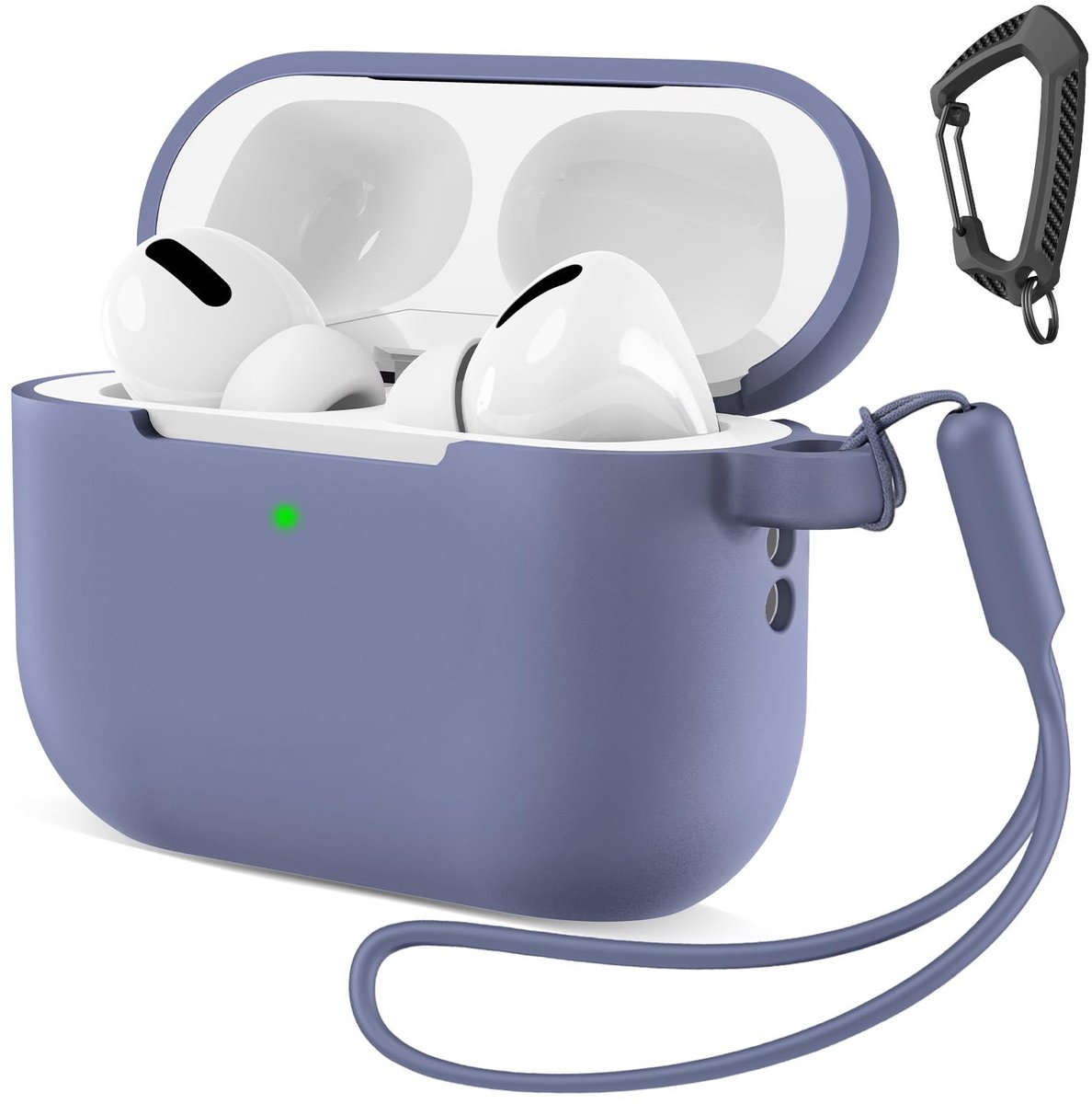 SolidKeus - Silicone Hoes voor AirPods Pro 3 met Carabiner en Lanyard