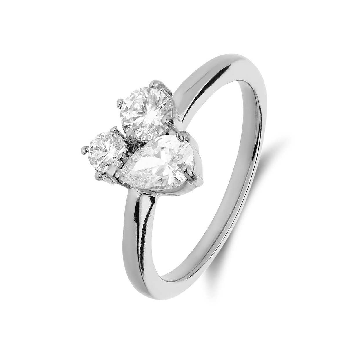 Lucardi Dames Stainless steel ring met zirkonia voor dames - Ring - Staal - Zilverkleurig - 15 / 47 mm